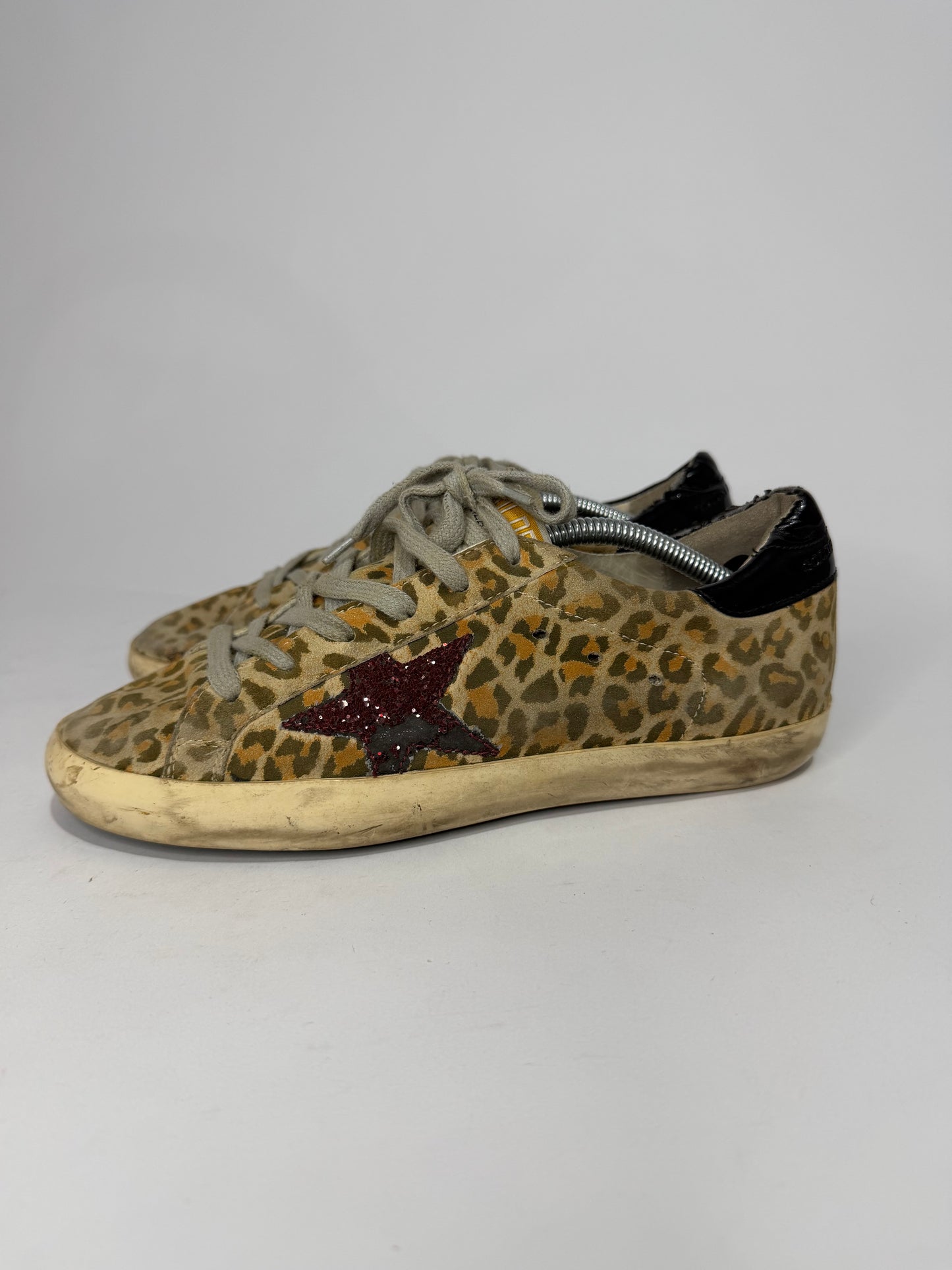 Golden Goose Beige Patent Leather And Suede Superstar Sneakers Size 38 EU/ 8 US
