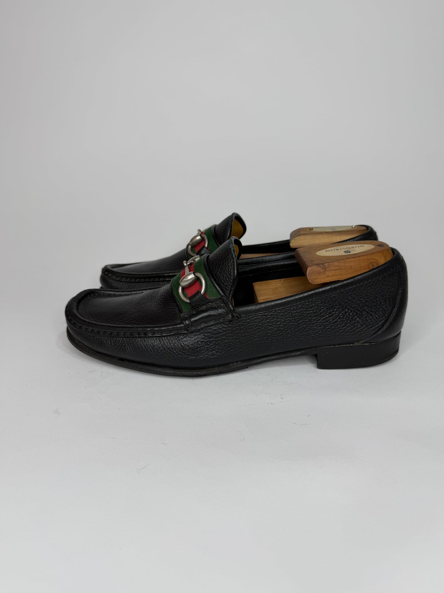 Gucci Black Leather Web Horsebit Loafers Size 7 UK/ 8 US