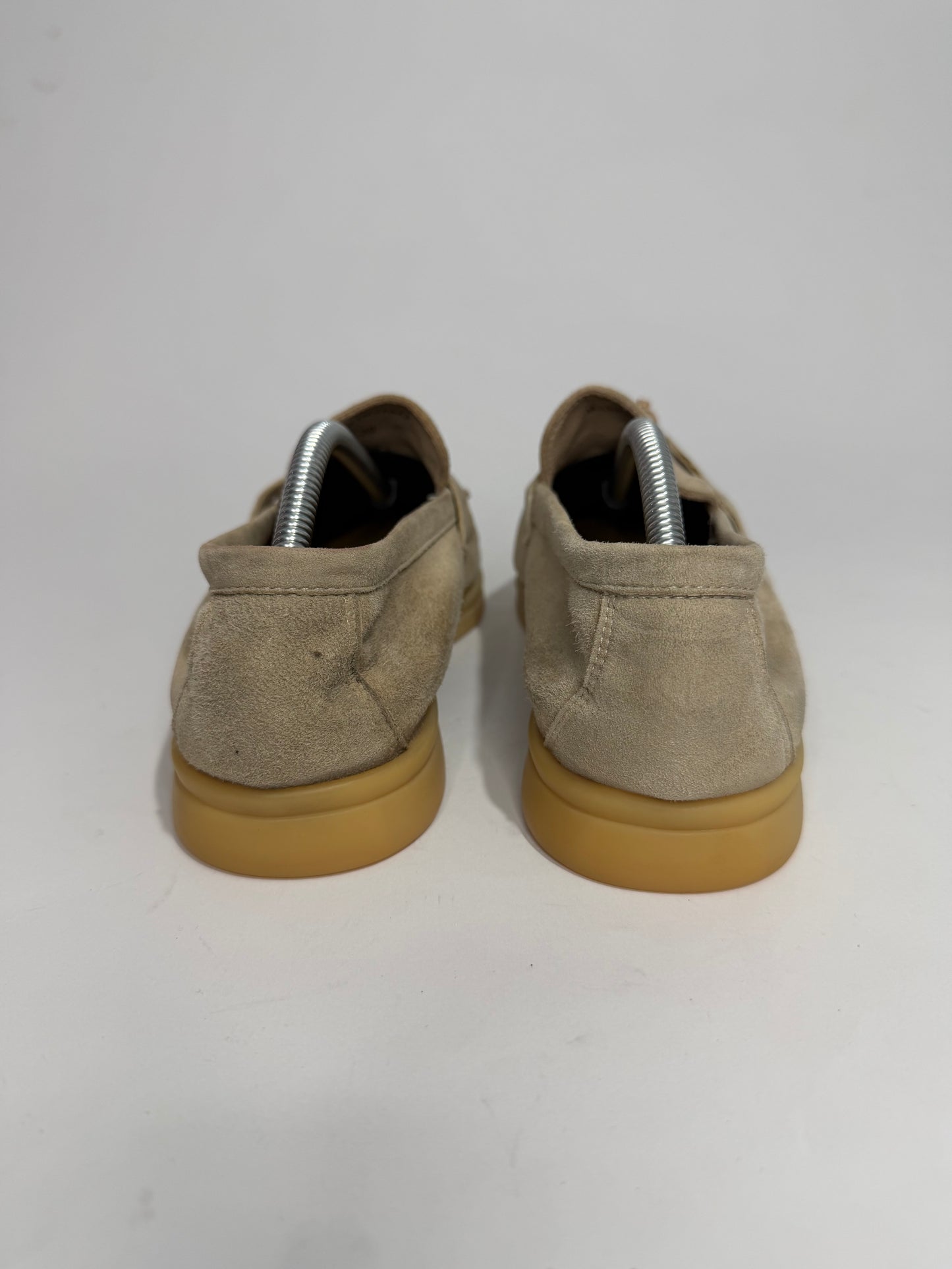 Loro Piana Beige Suede Summer Charms Walk Loafers Size 38