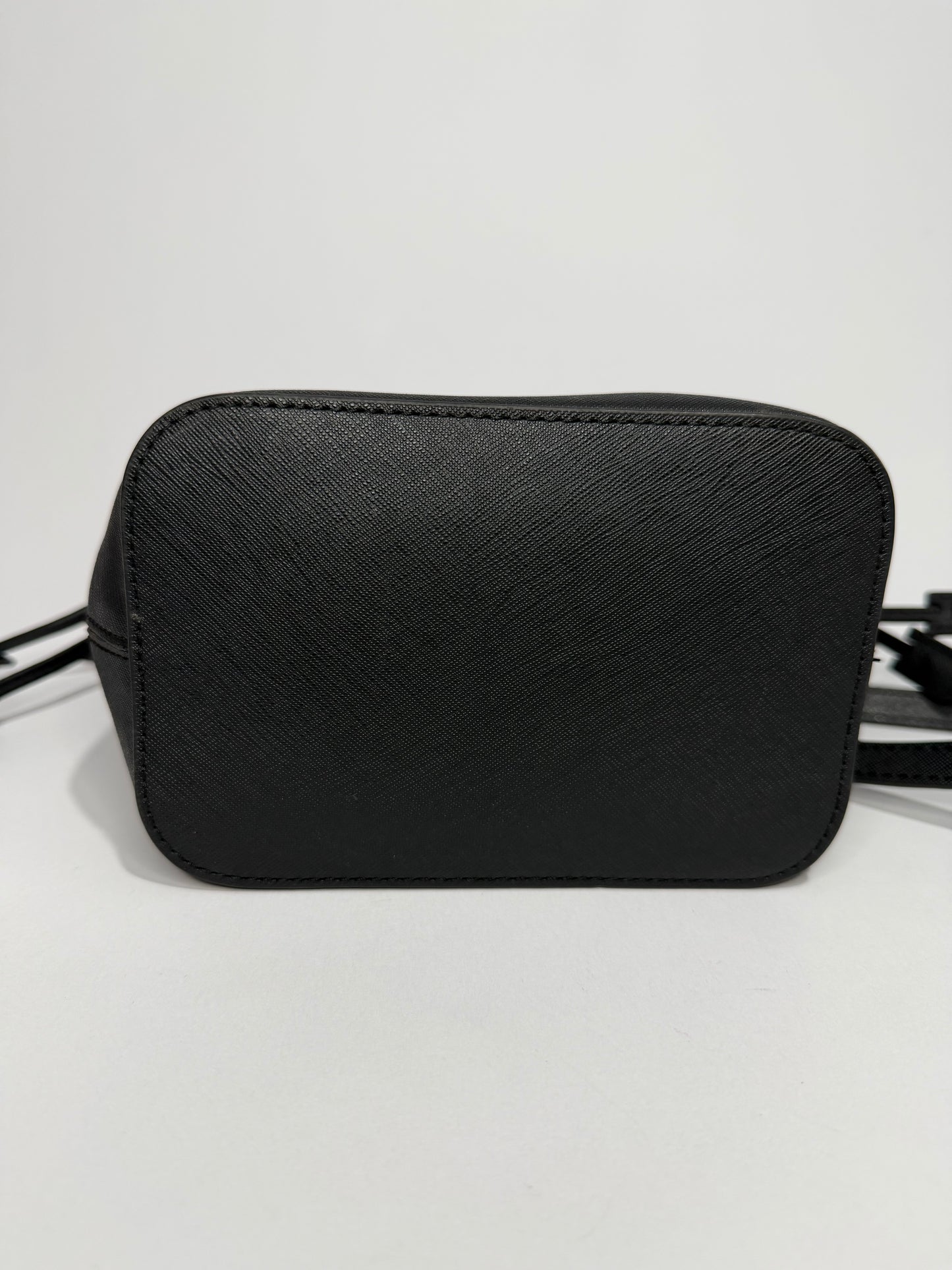 Vivienne Westwood Black Saffiano Leather Drawstring Crossbody Bag with Orb Lock