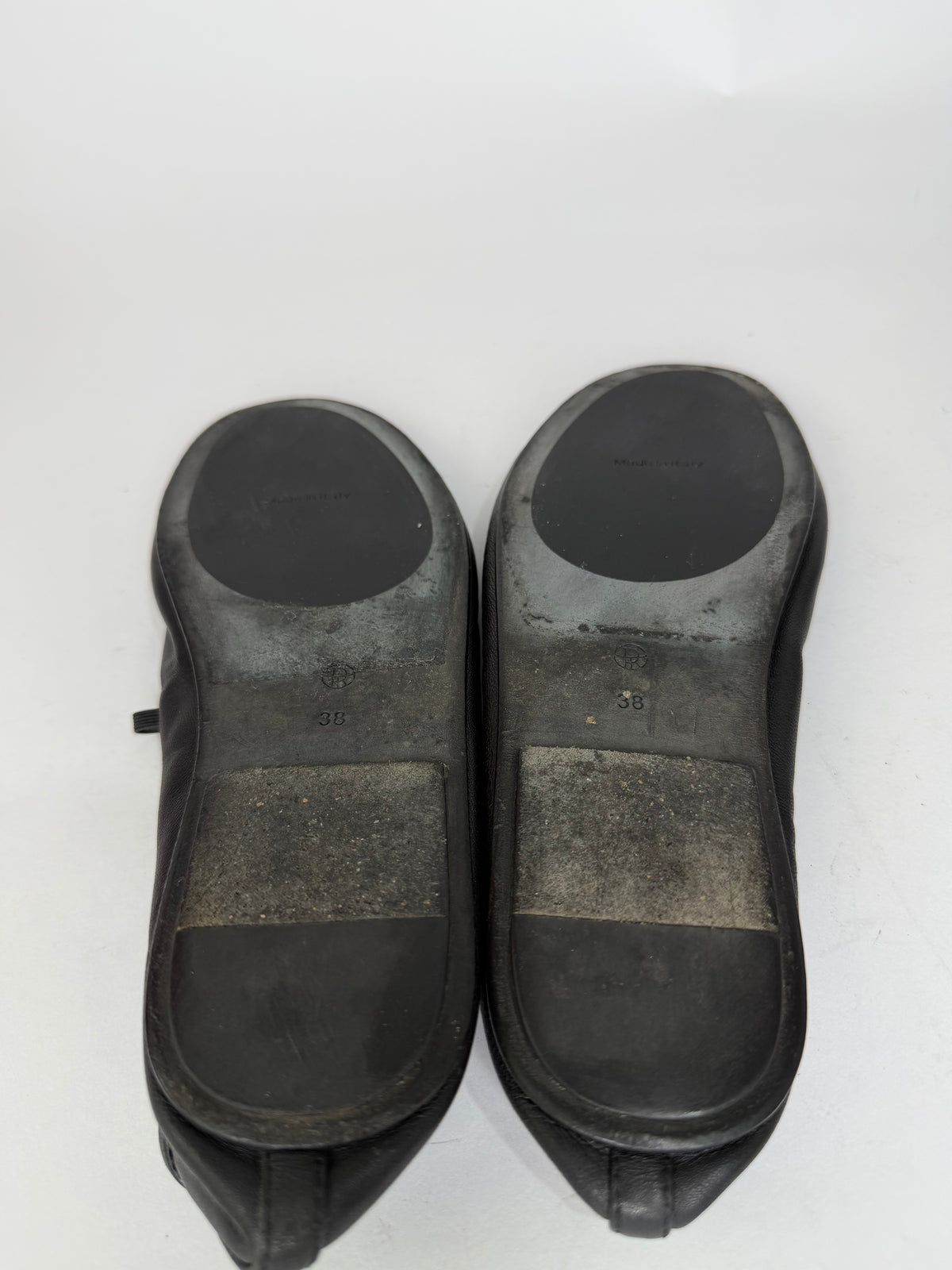 The Row Black Leather Elastic Ballet Flats Size 38 EU/ 8 US