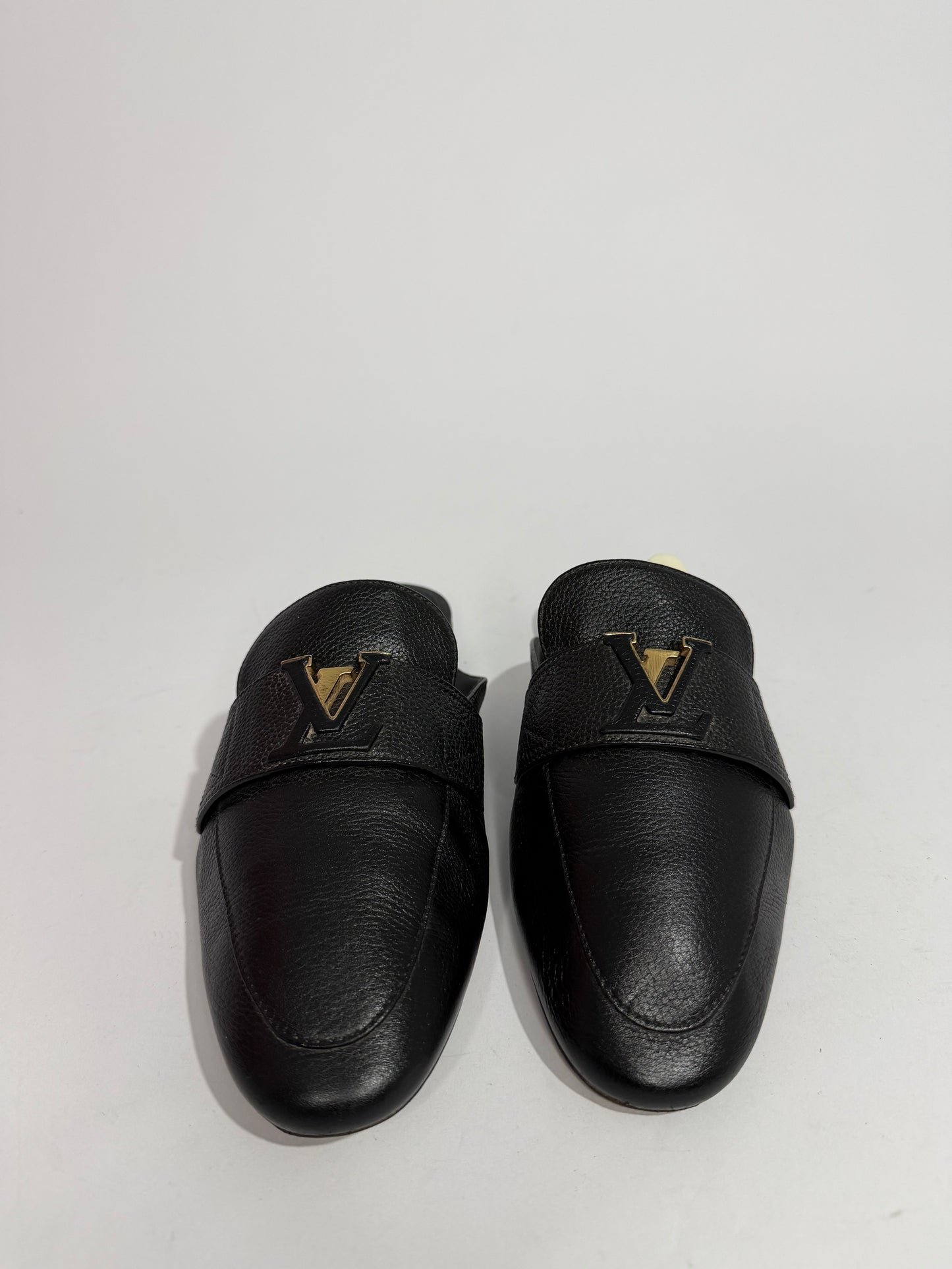Louis Vuitton Black Leather LV Capri Open Loafer Mules Size 39 EU/ 9 US/ 6 UK