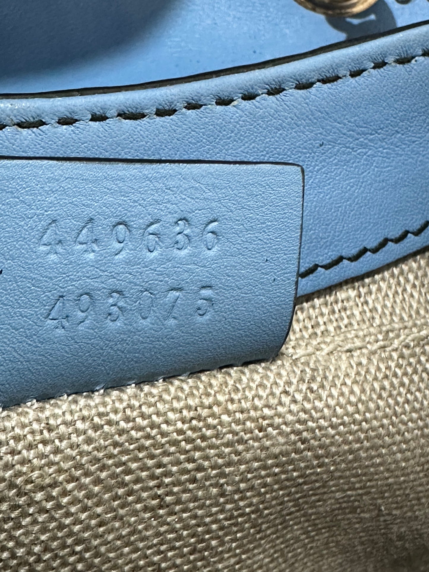 GUCCI Blue Micro Guccissima Leather Emily Small Shoulder Bag