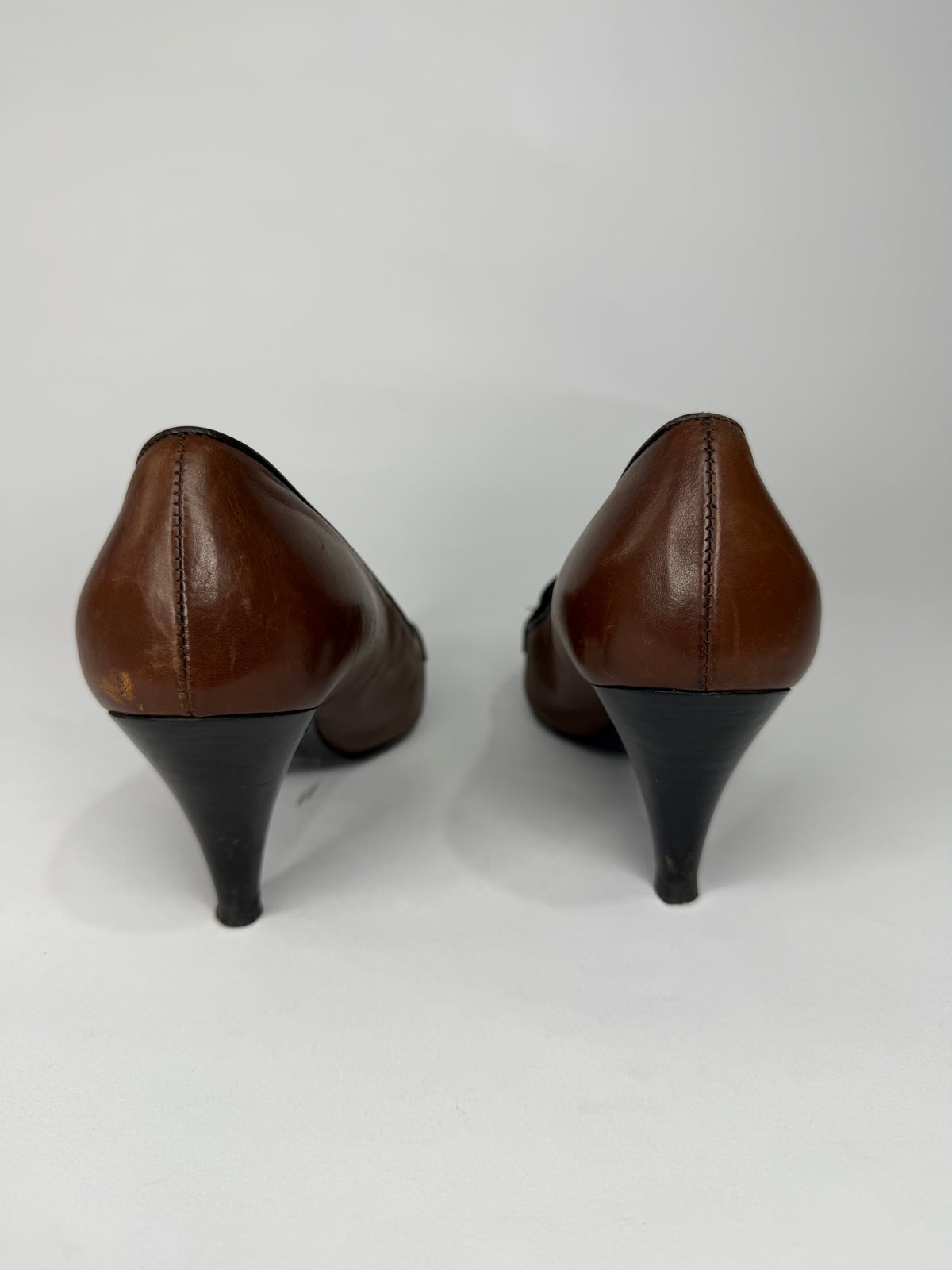 Prada Brown Leather Pointed-Toe Loafers Pumps 36.5 EU