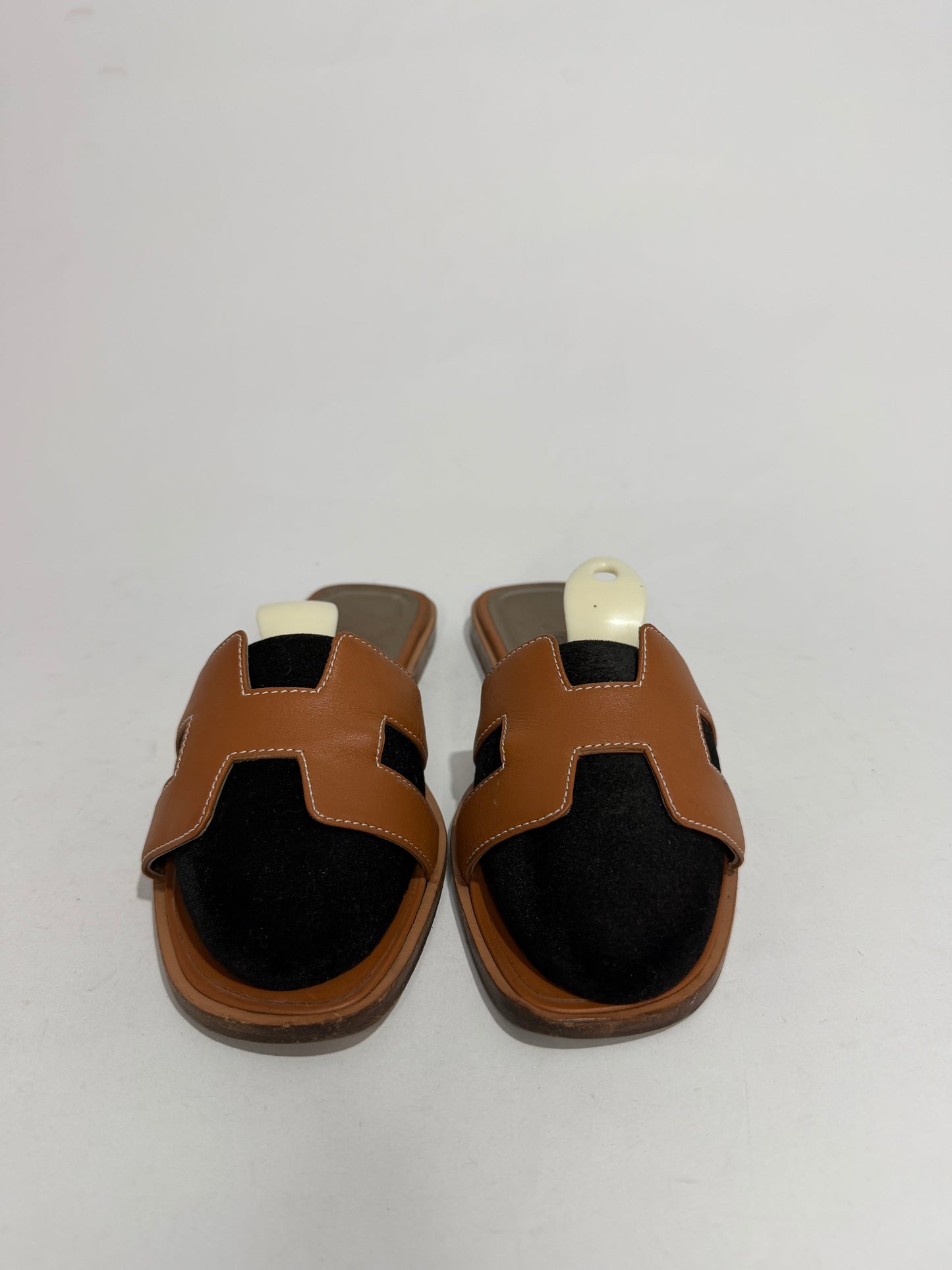HERMES Brown Box Calfskin Oran Sandals 36 EU/ 6 US / 3 UK