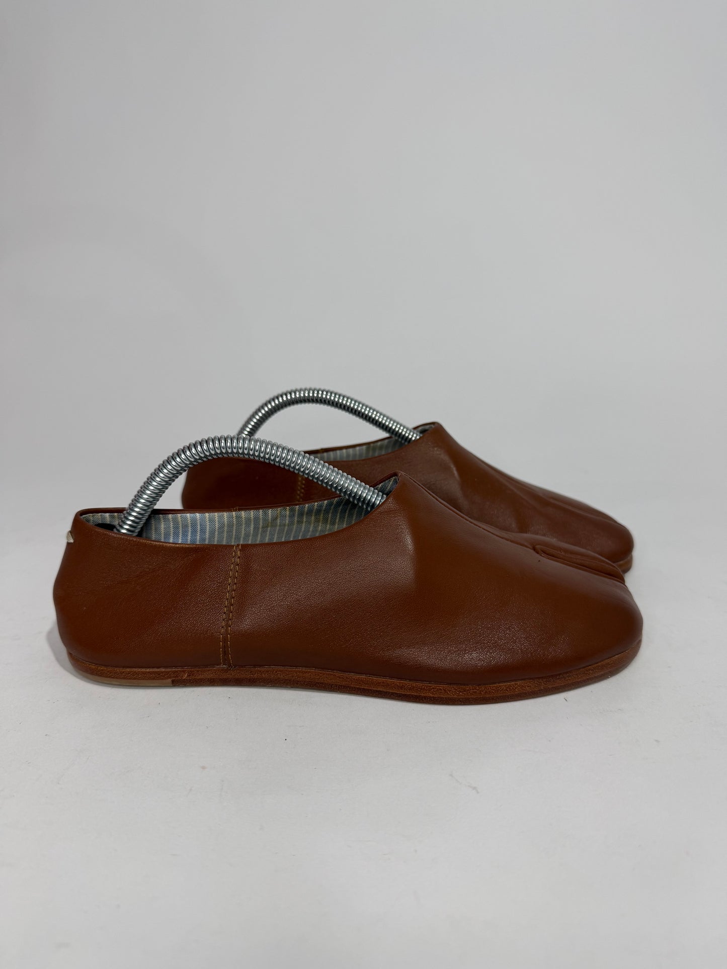 Maison Margiela Brown Leather Tabi babouche shoes