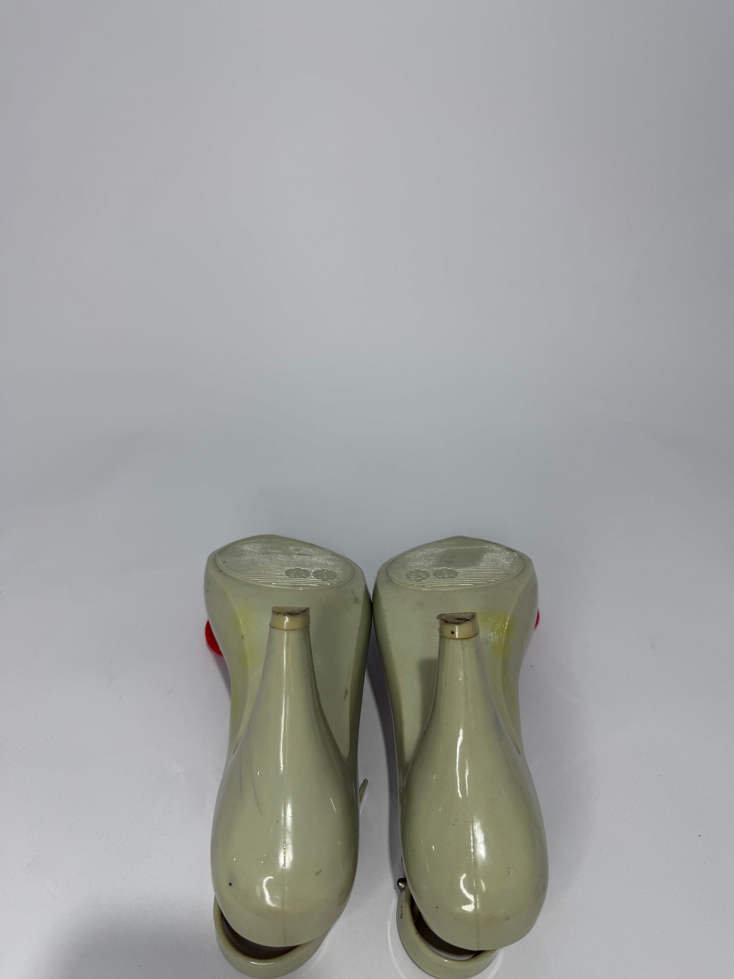 Vivienne Westwood x Melissa Anglomania Heart Slingback Heels Beige/Red PVC Pumps EU 36 US 6