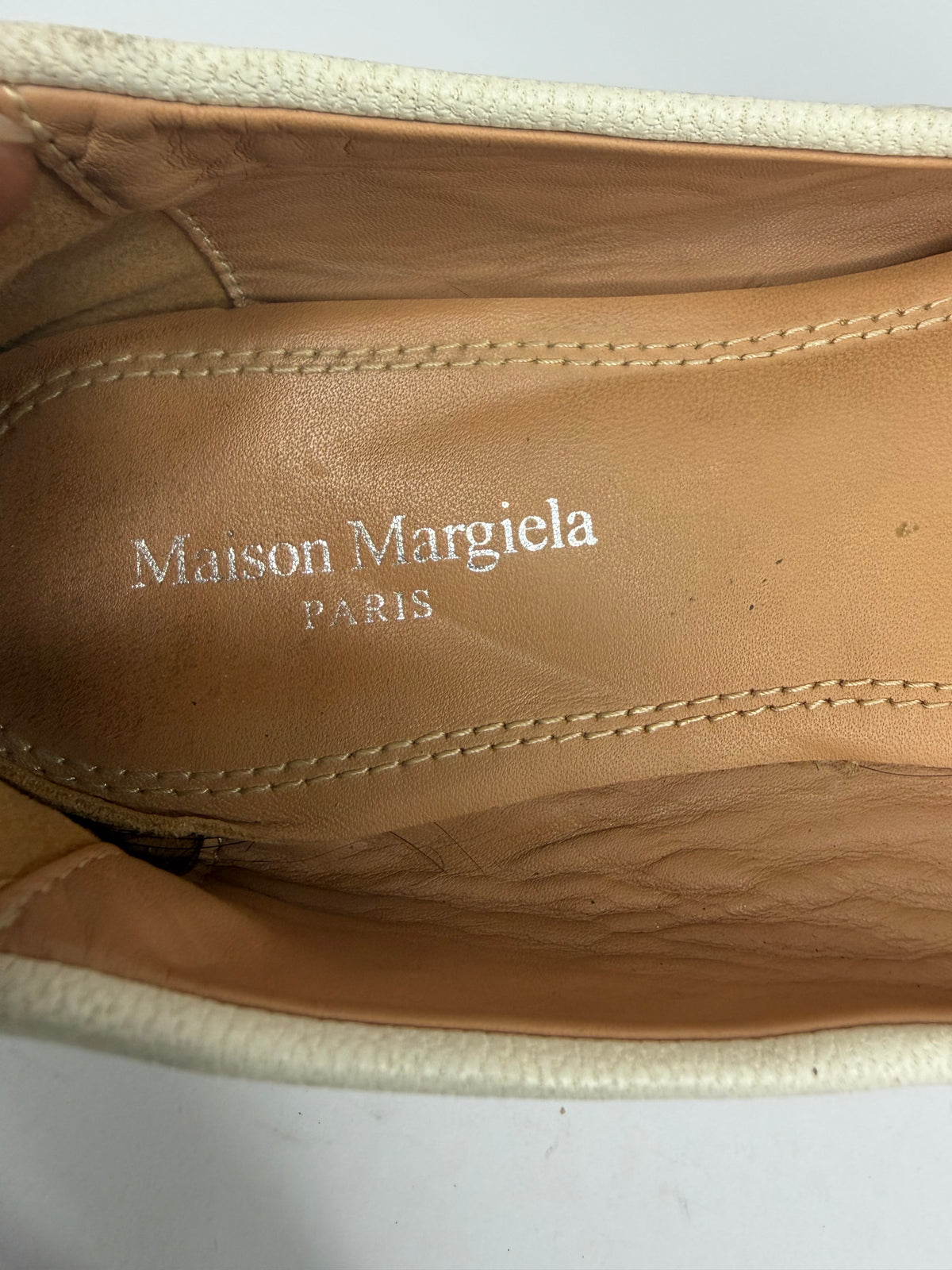 Maison Margiela Tabi Ballet Flats Ivory Leather Split-Toe EU 36