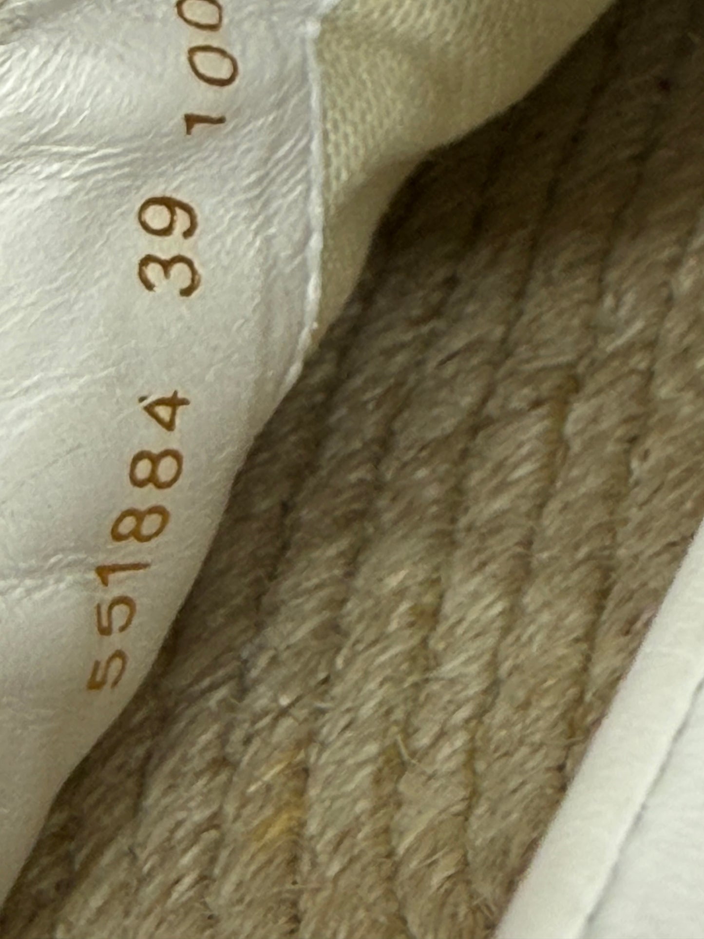 Gucci White Leather GG Marmont Espadrille Flats Size 39 EU/ 9 US/ 6 US