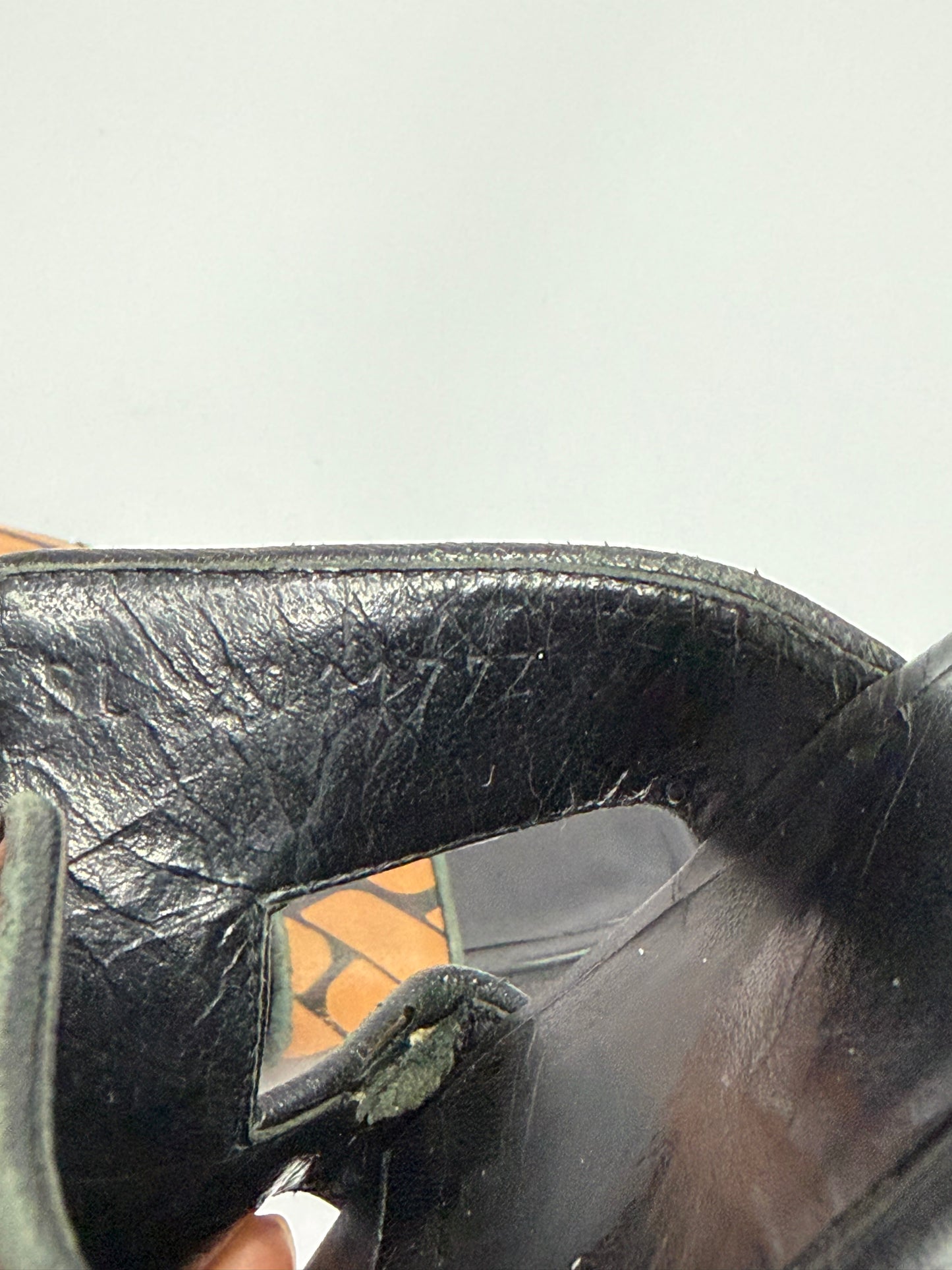 Hermès Oran H Slide Sandals Graphic Monogram Print Brown & Black Leather Size 39.5 EU