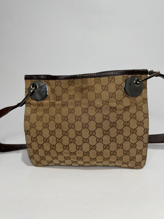 Gucci Monogram Canvas and Leather Trim Shoulder Bag
