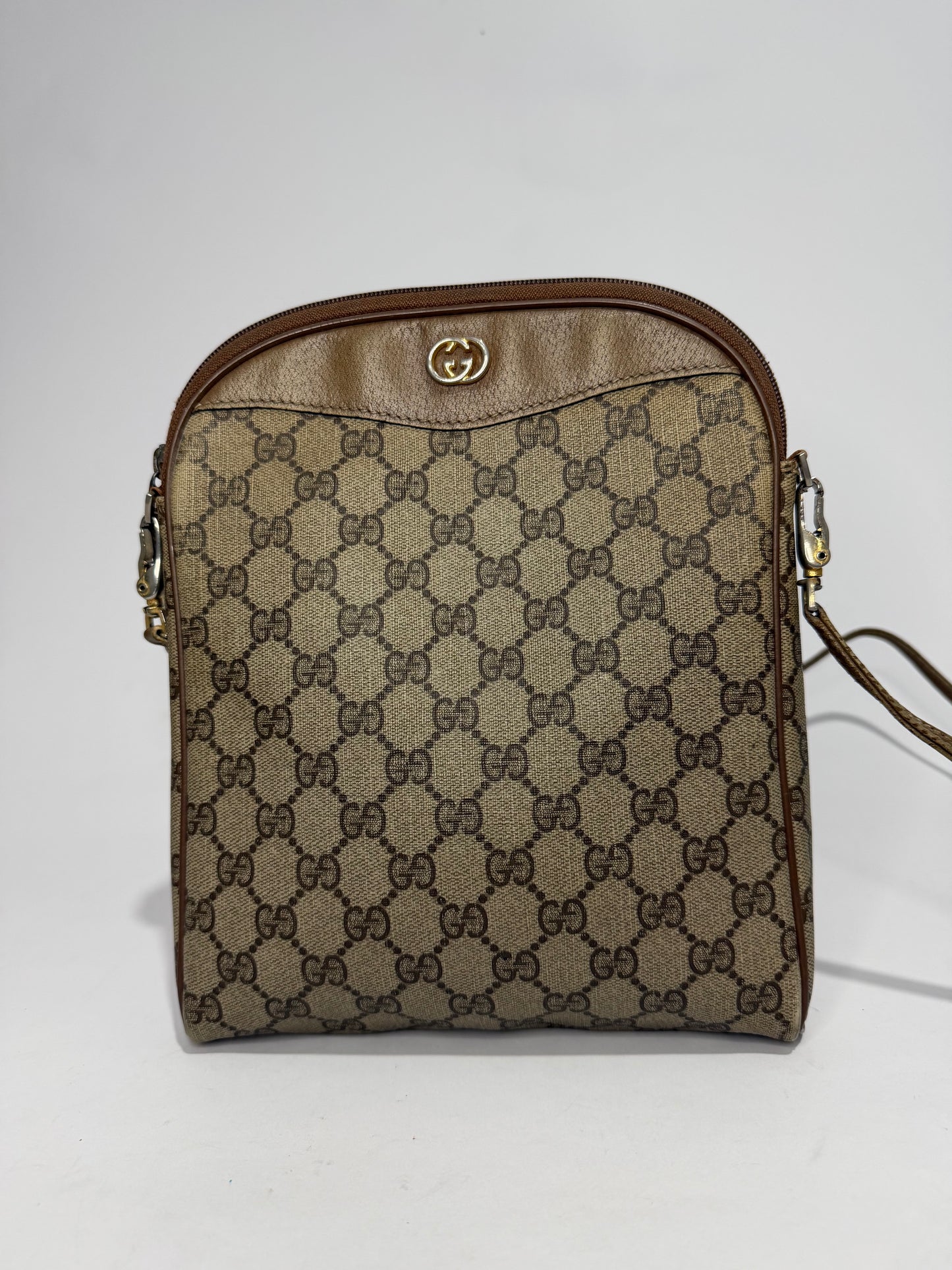 Vintage Gucci GG Canvas Crossbody Bag – Beige/Brown Monogram