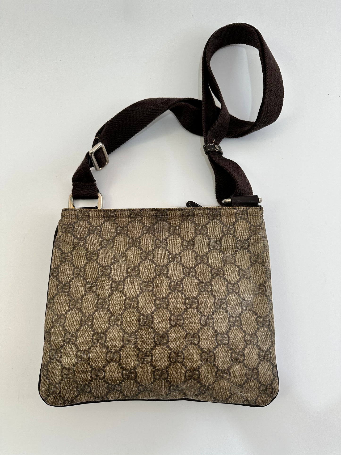 Gucci Beige GG Coated Canvas Crossbody Bag