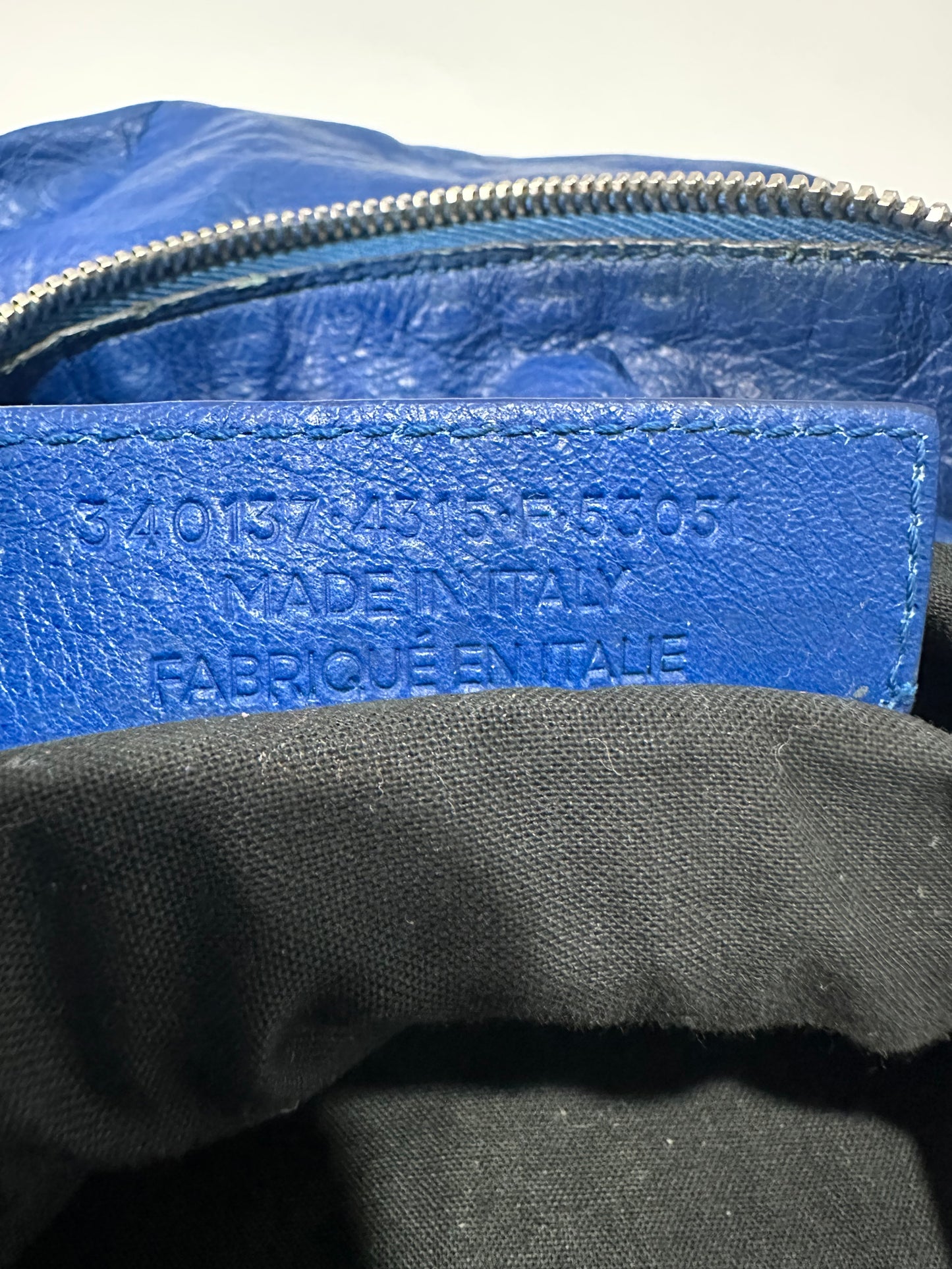 BALENCIAGA
Blue Lazuli Lambskin Leather Classic Reporter Bag
