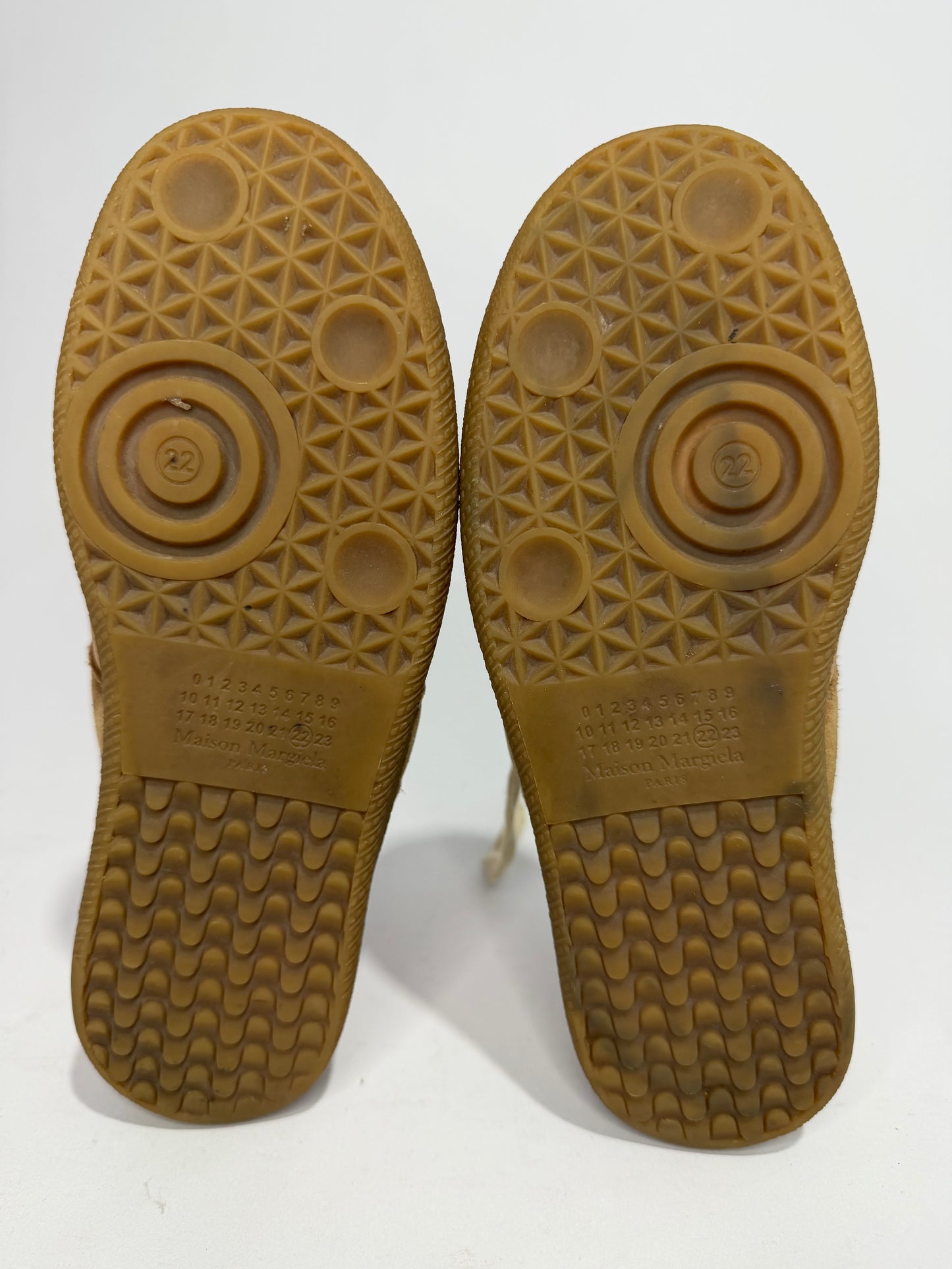Maison Martin Margiela Beige TanLeather and Suede Replica Lace Up Sneakers Size 36.5 EU/6.5 US