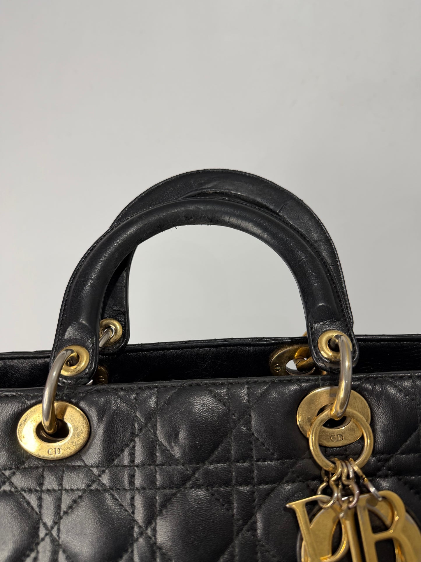 Dior Black Large Lambskin Cannage Lady Dior