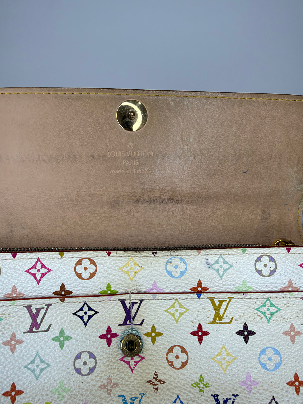 Louis Vuitton White Monogram Multicolore Canvas Sarah Wallet