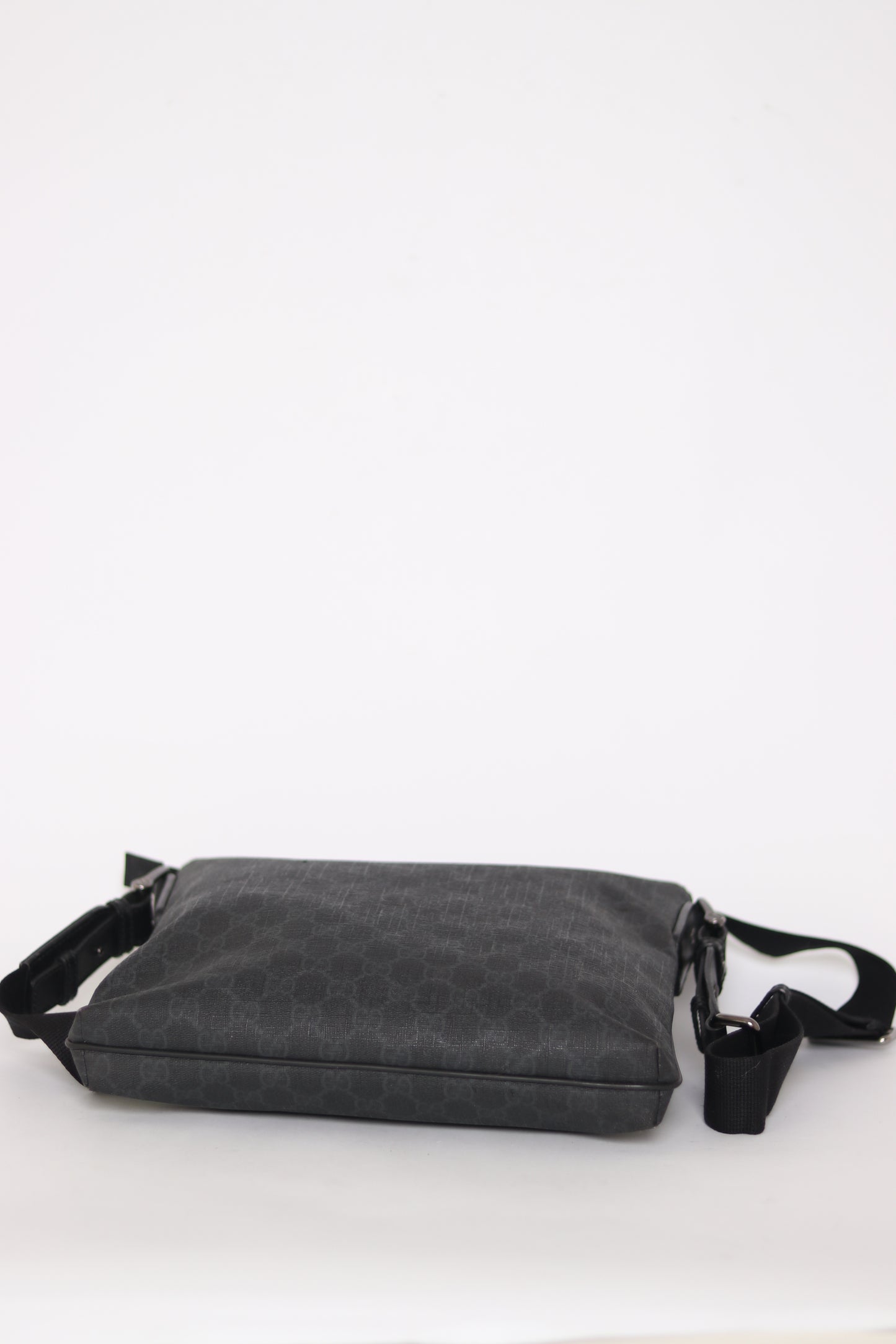 Gucci Front Zip Flat Messenger Bag GG Coated Canvas Medium