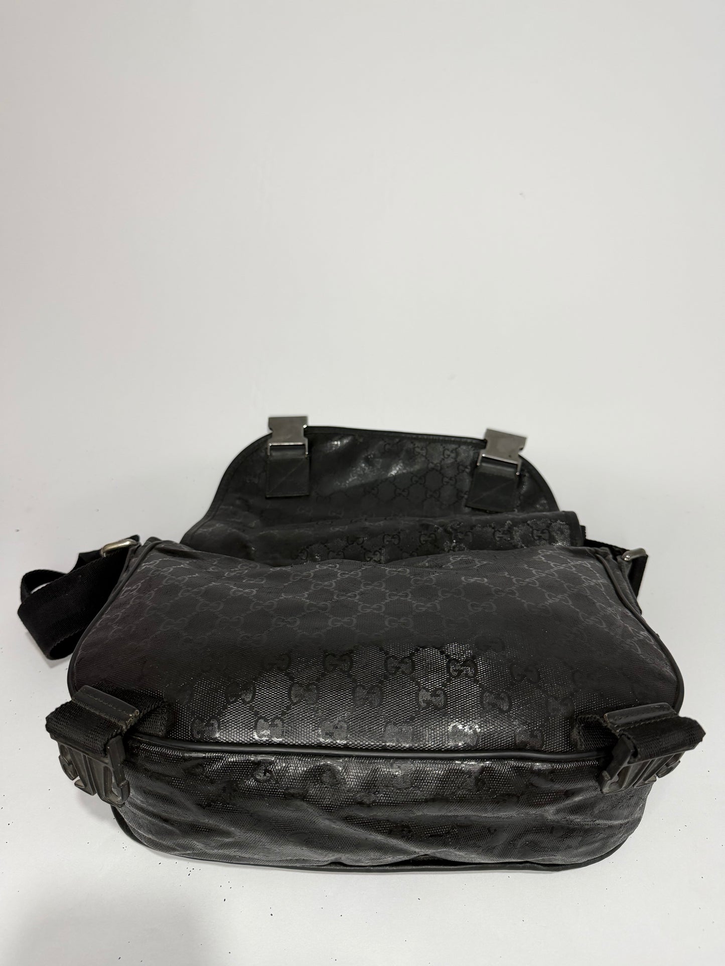Gucci Double Buckle Messenger Bag GG Imprime Medium