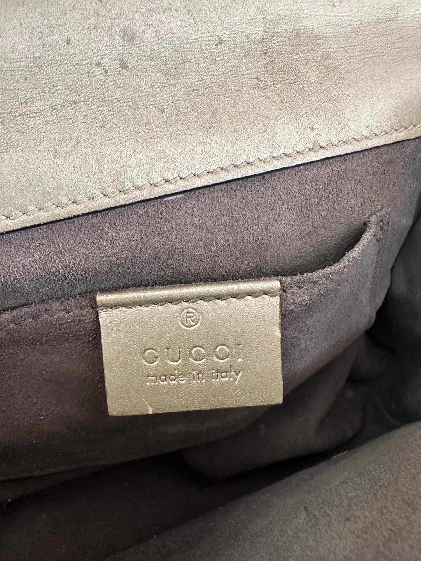 GUCCI Gold Textured Leather Padlock Shoulder Bag