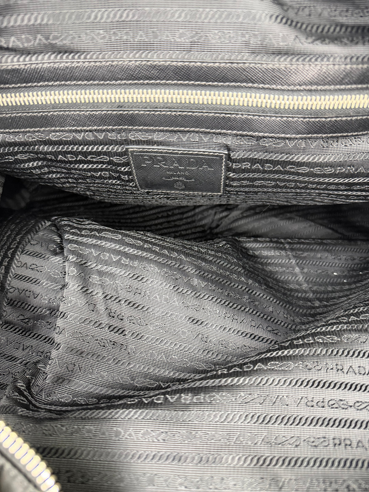 Prada Black Tessuto Nylon Leather Trim Briefcase Tote Bag