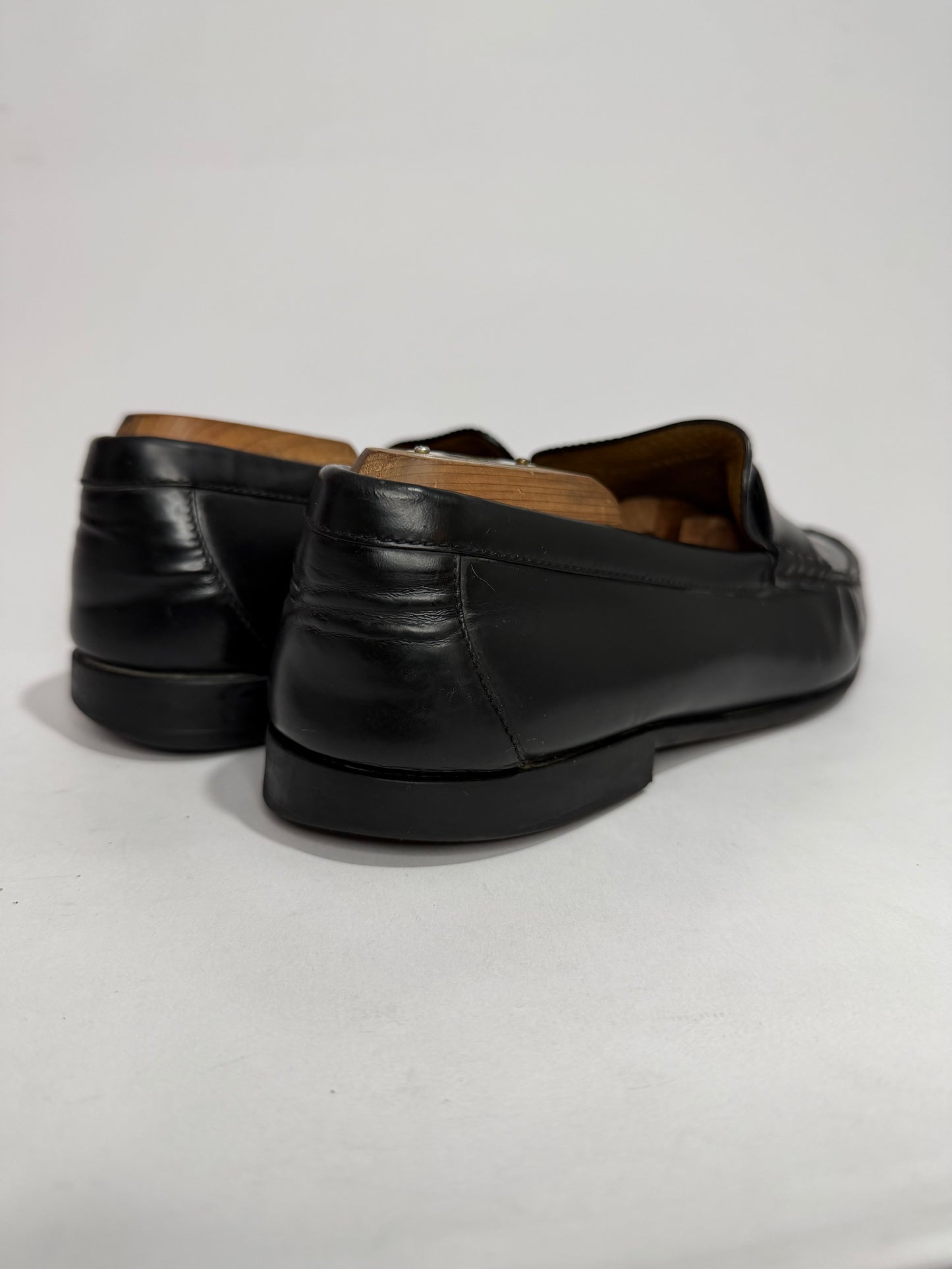 HERMES Black Leather Slip On Kennedy Loafers Size 42 EU/ 9 US/ 8 UK