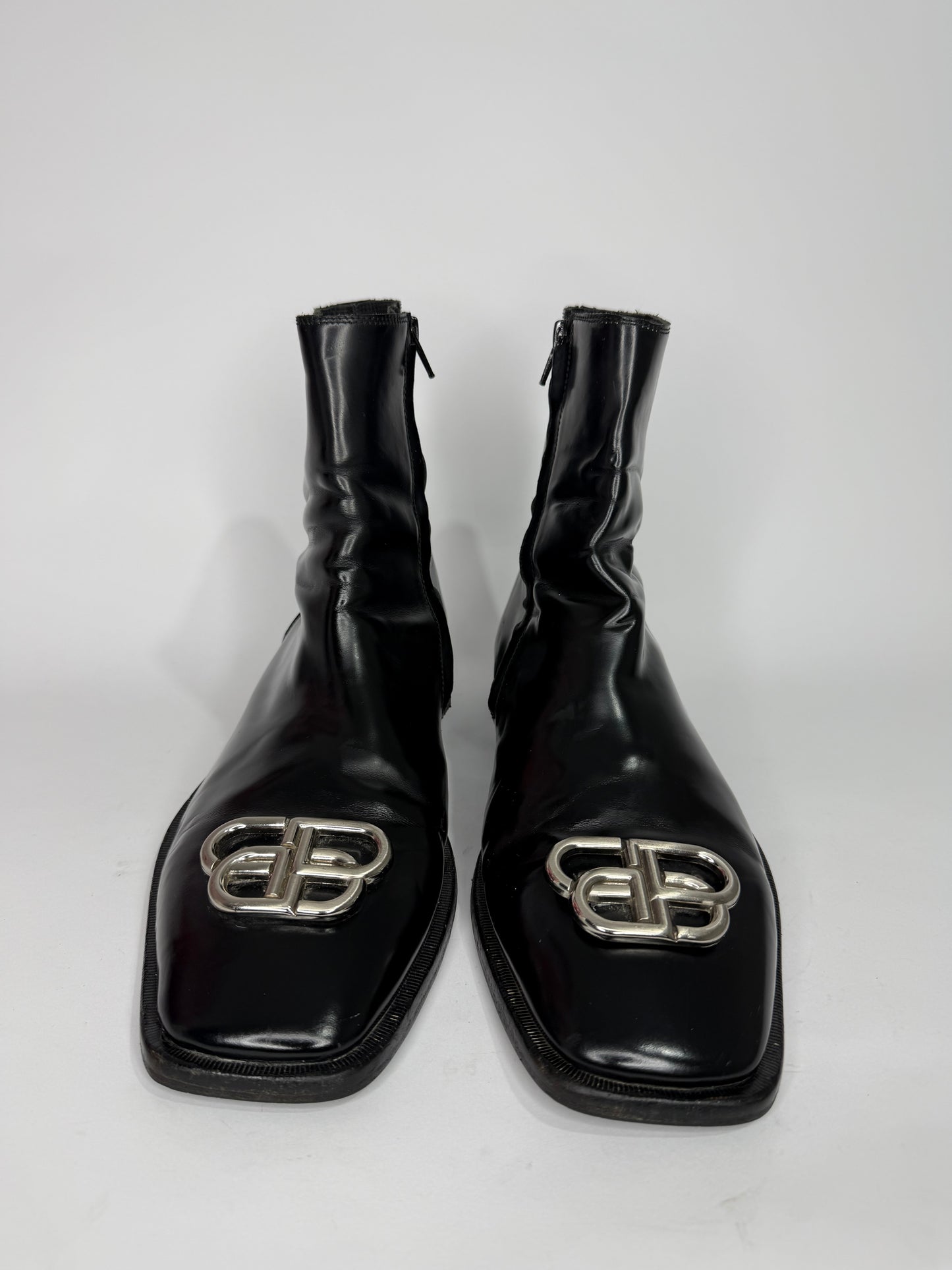 Balenciaga Black Rim BB Zipped Boots Size 42 EU