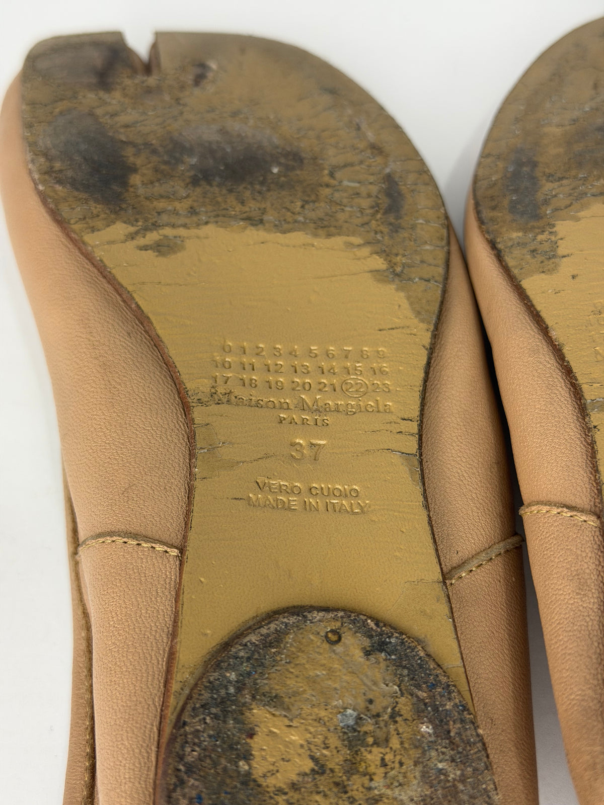 Maison Margiela Tabi Ballet Flats Brown Leather Split-Toe EU 37 / 7 US/ 4 UK