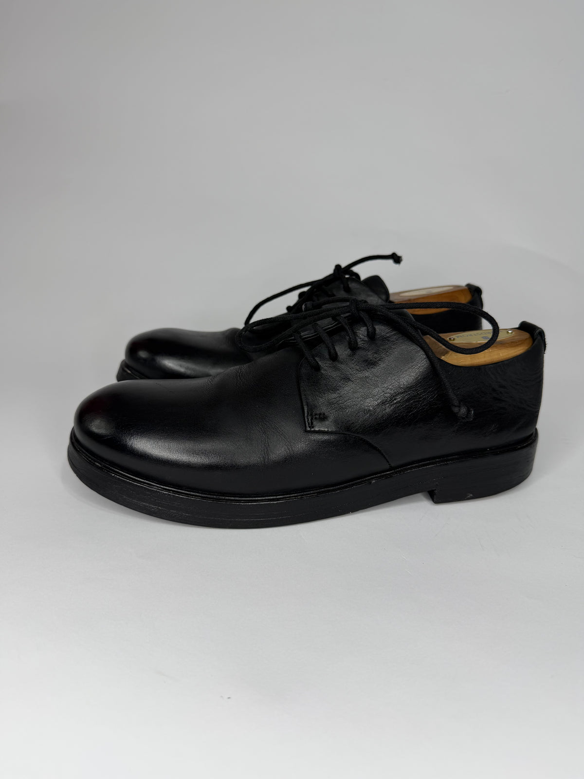 Marsèll Black Leather Derby Shoes Men’s EU 41 Made in Italy Vero Cuoio