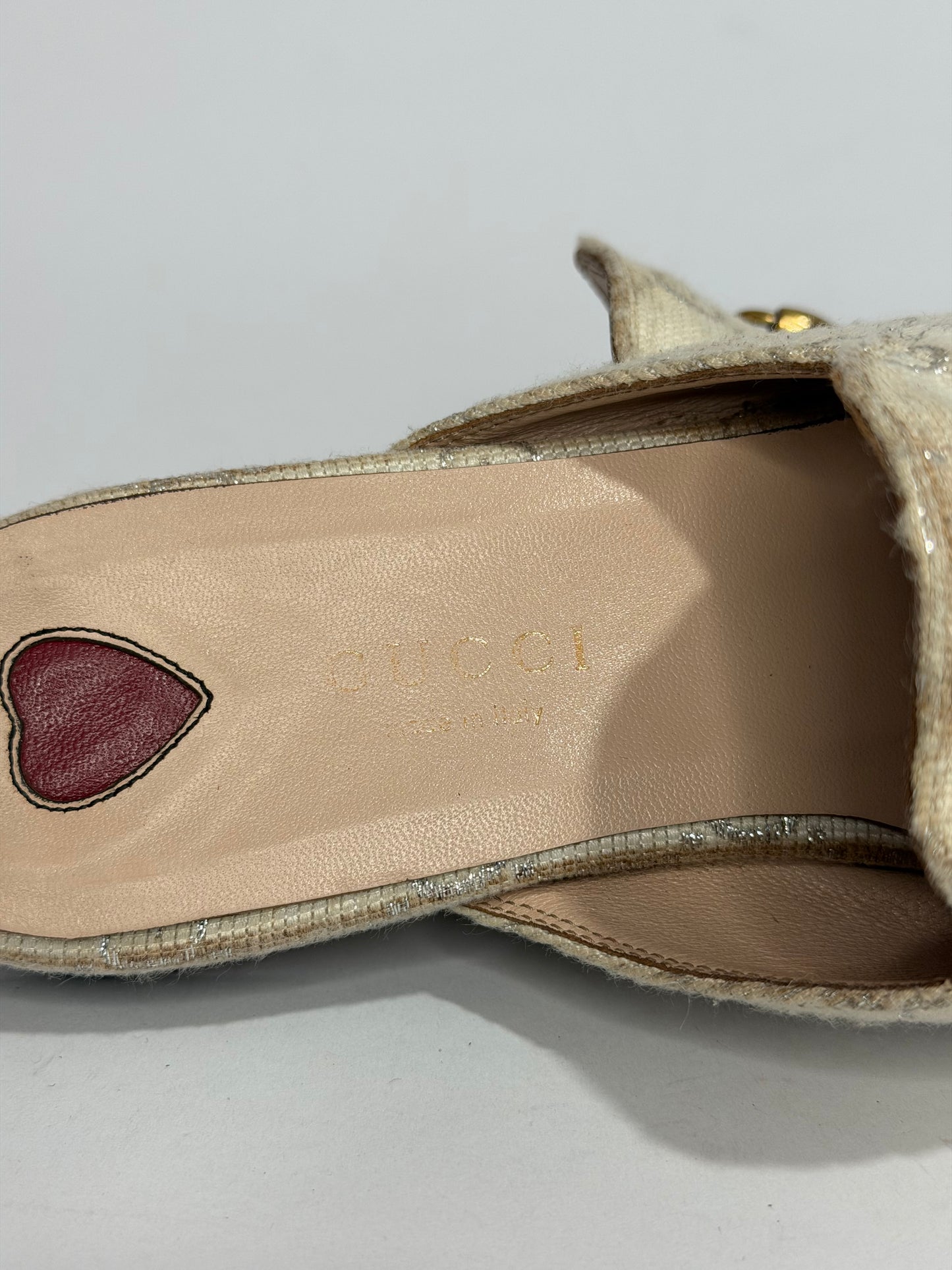Gucci Grey/Silver Canvas Princetown Mules Size 36 EU/6 US / 3 UK