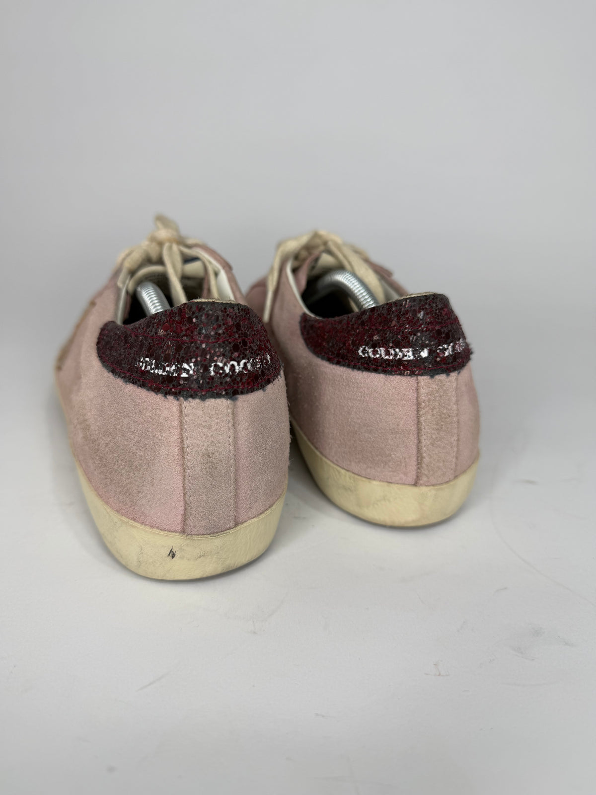 Golden Goose Superstar Pink Suede & Silver Heel Tab Distressed Sneakers Size 38 EU/ 8 US/ 5 UK