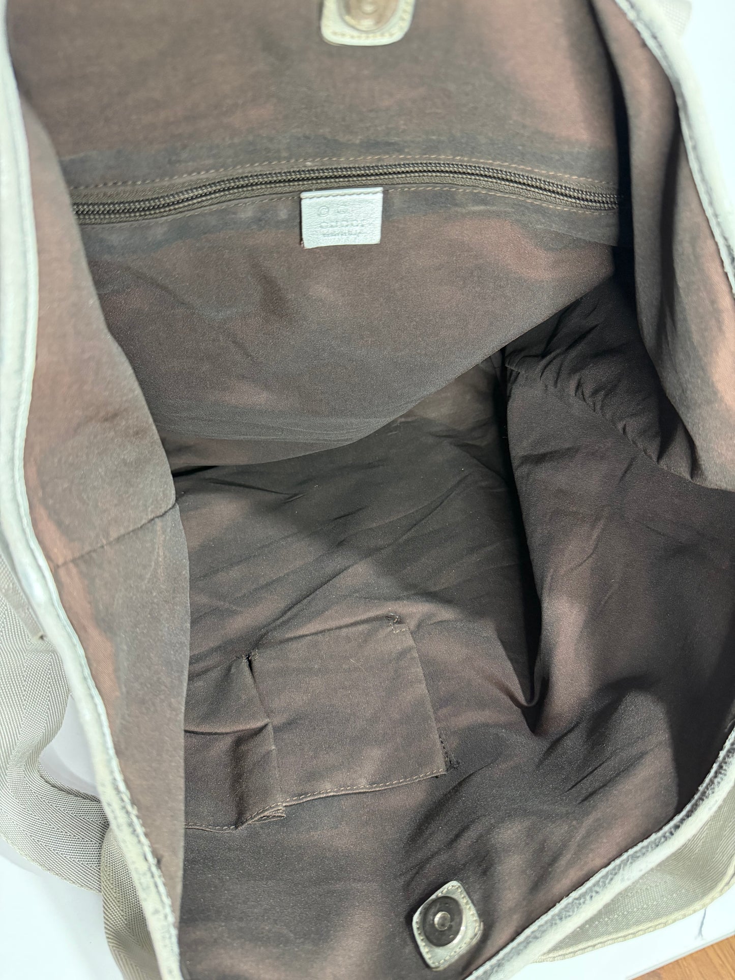 GUCCI
Metallic Silver GG Canvas Travel Tote
