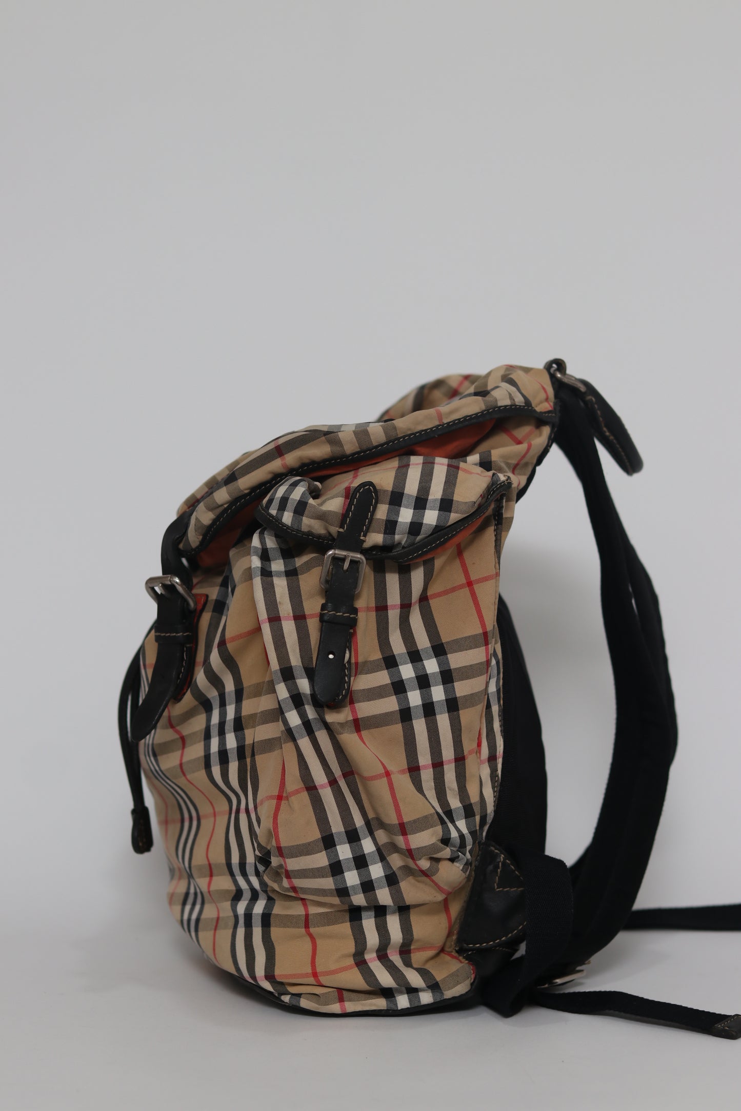 Burberry Beige/Black Vintage Check Nylon Large Rucksack Backpack