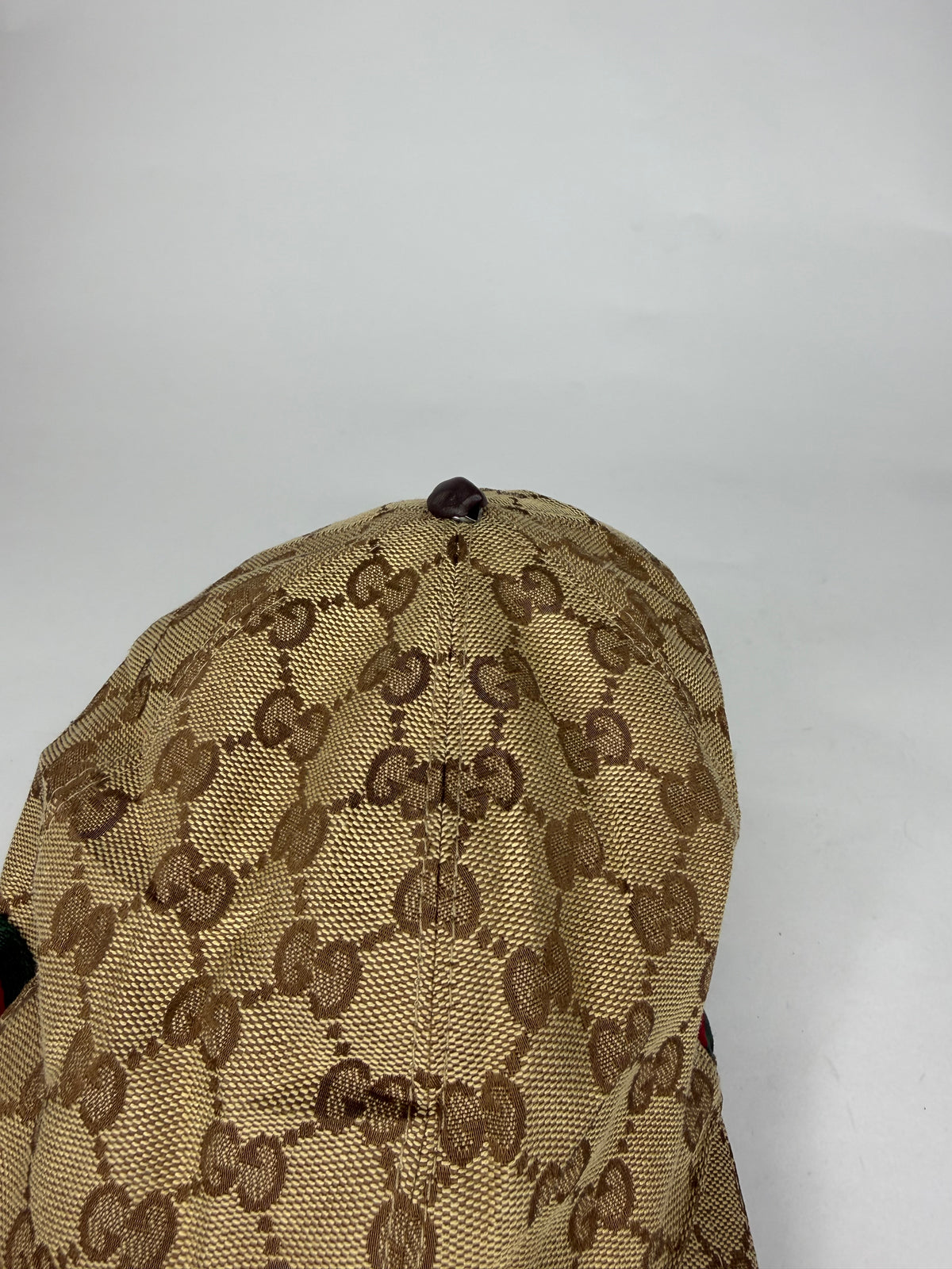 Gucci Beige Logo Monogram Web Stripe Detail Canvas Baseball Cap XL