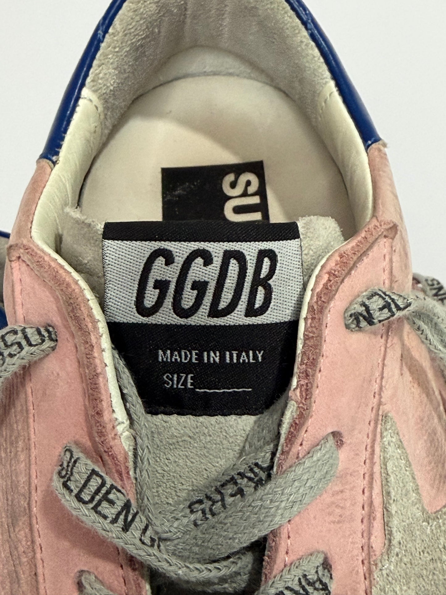 Golden Goose Superstar Pink Suede & Blue Heel Tab Distressed Sneakers Size 37 EU/ 7 US/ 4 UK