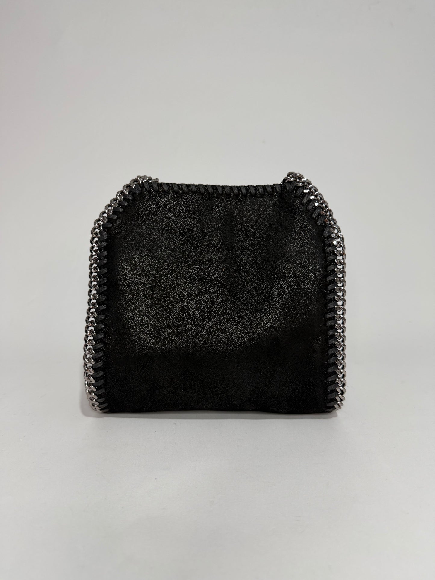 Stella McCartney Falabella Mini Tote Black Shaggy Deer Chain Bag Silver Hardware