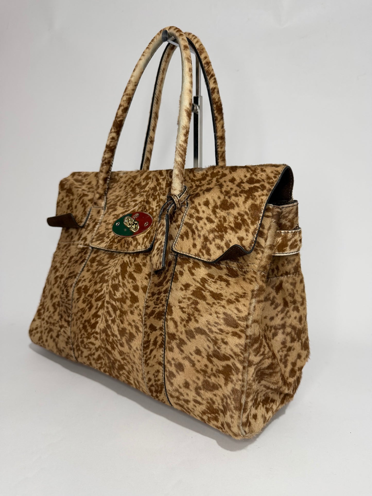 Mulberry Bayswater Pony Hair Leopard Print Tote Bag Brown Calf Hair Leather