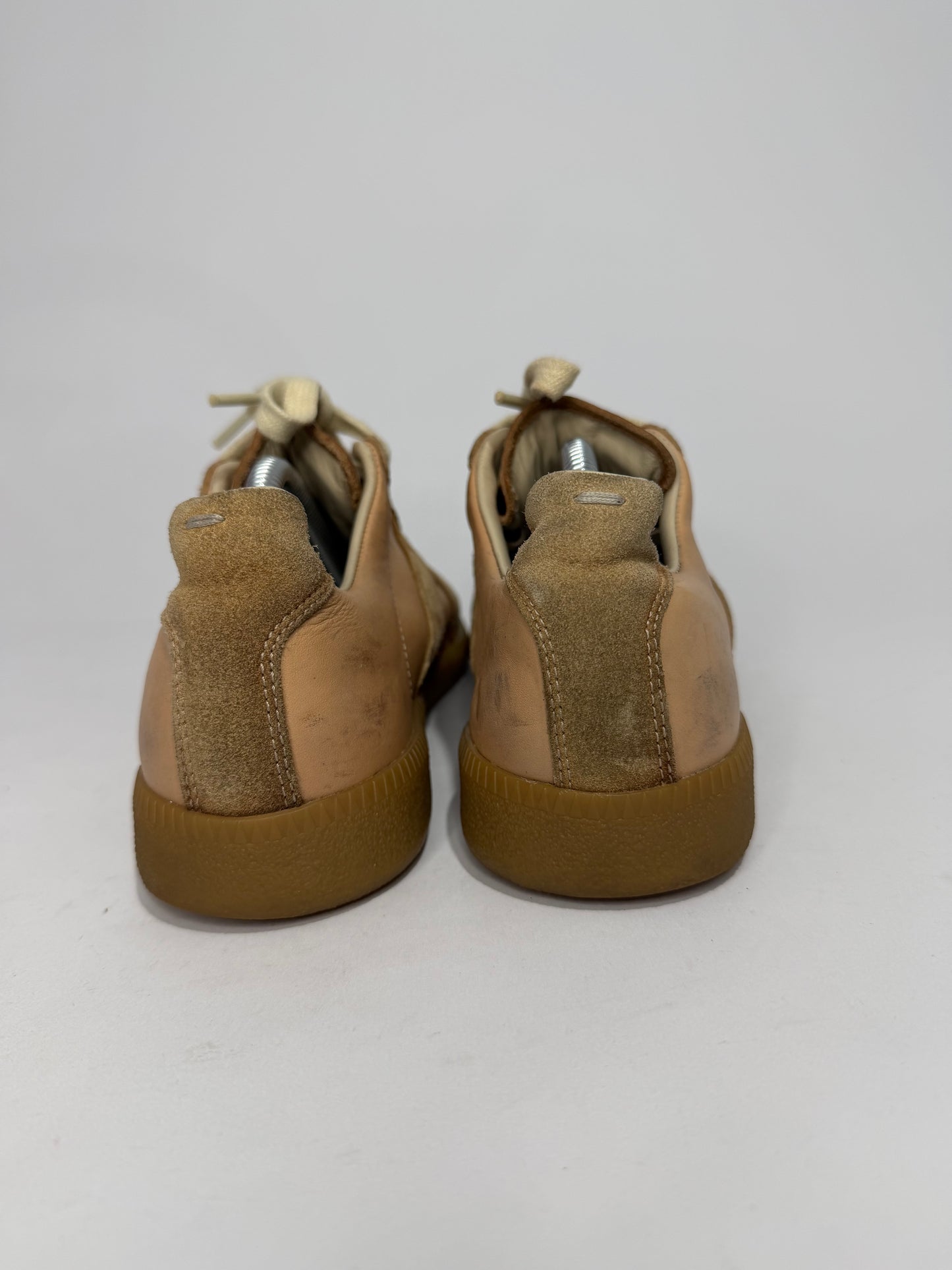 Maison Martin Margiela Beige TanLeather and Suede Replica Lace Up Sneakers Size 36.5 EU/6.5 US