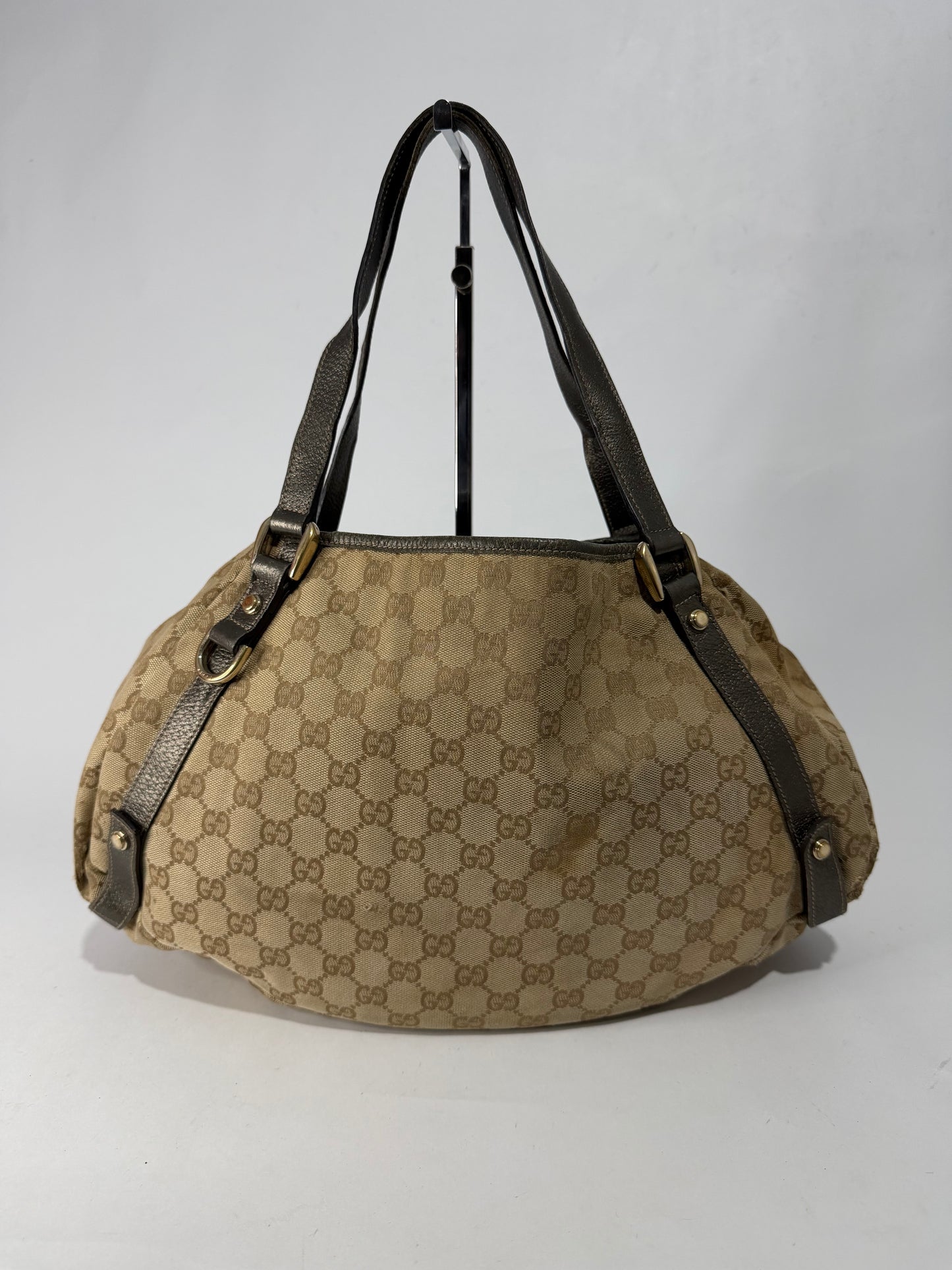 Gucci Beige/Grey GG Canvas and Leather Abbey Tote