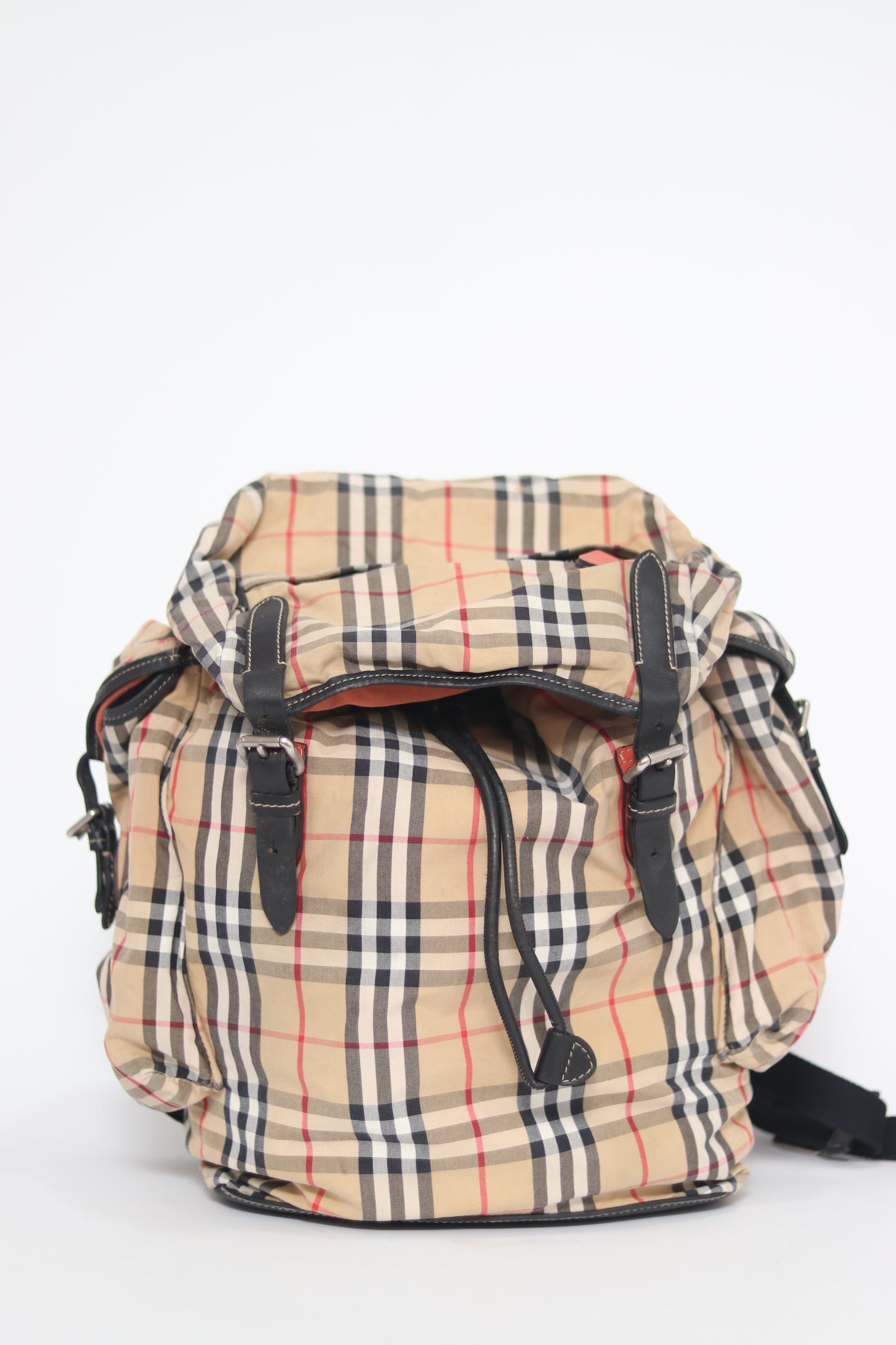 Burberry Beige/Black Vintage Check Nylon Large Rucksack Backpack
