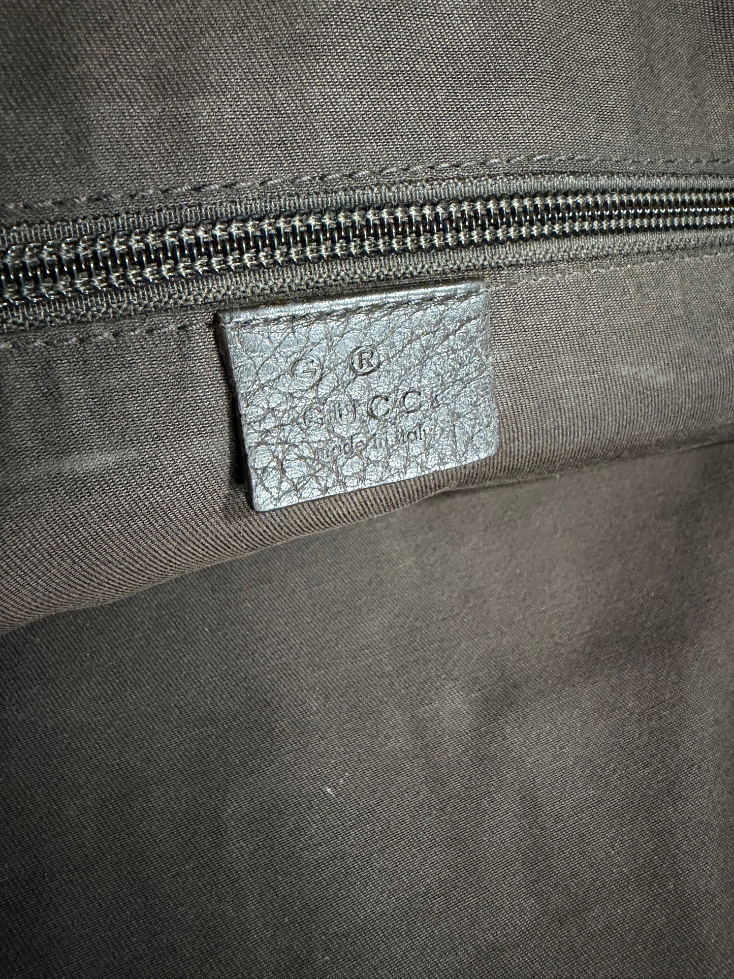 Gucci Dark Brown GG Denim Zip Messenger Bag