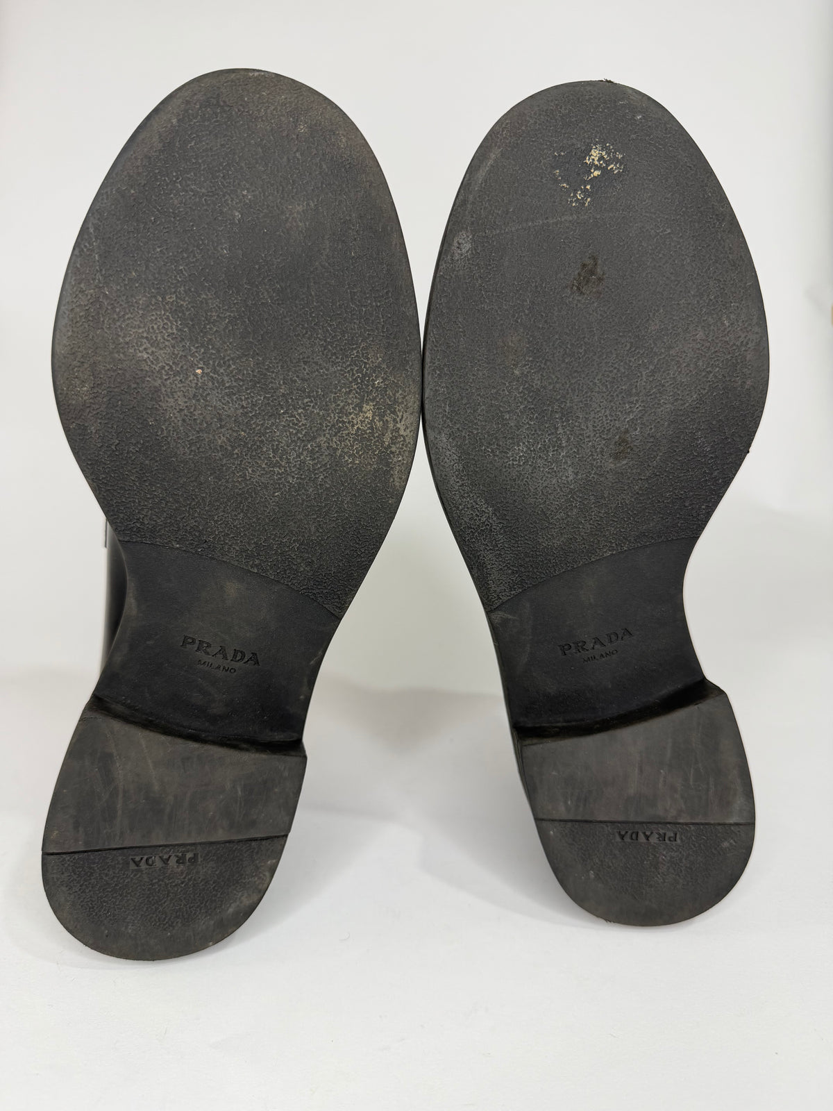 PRADA Vernice Metal Triangle Logo 50mm Loafers Size 37 EU/7 US/ 4 UK