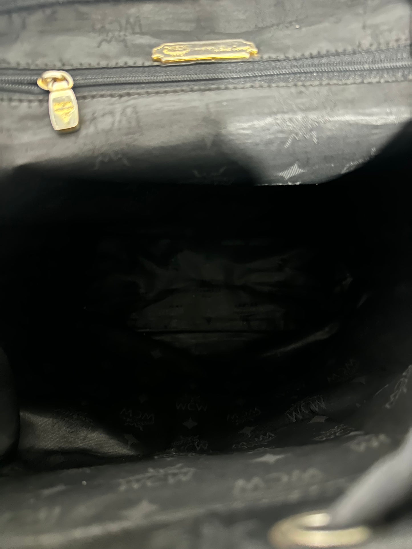 MCM Black Nylon and Leather Drawstring Backpack