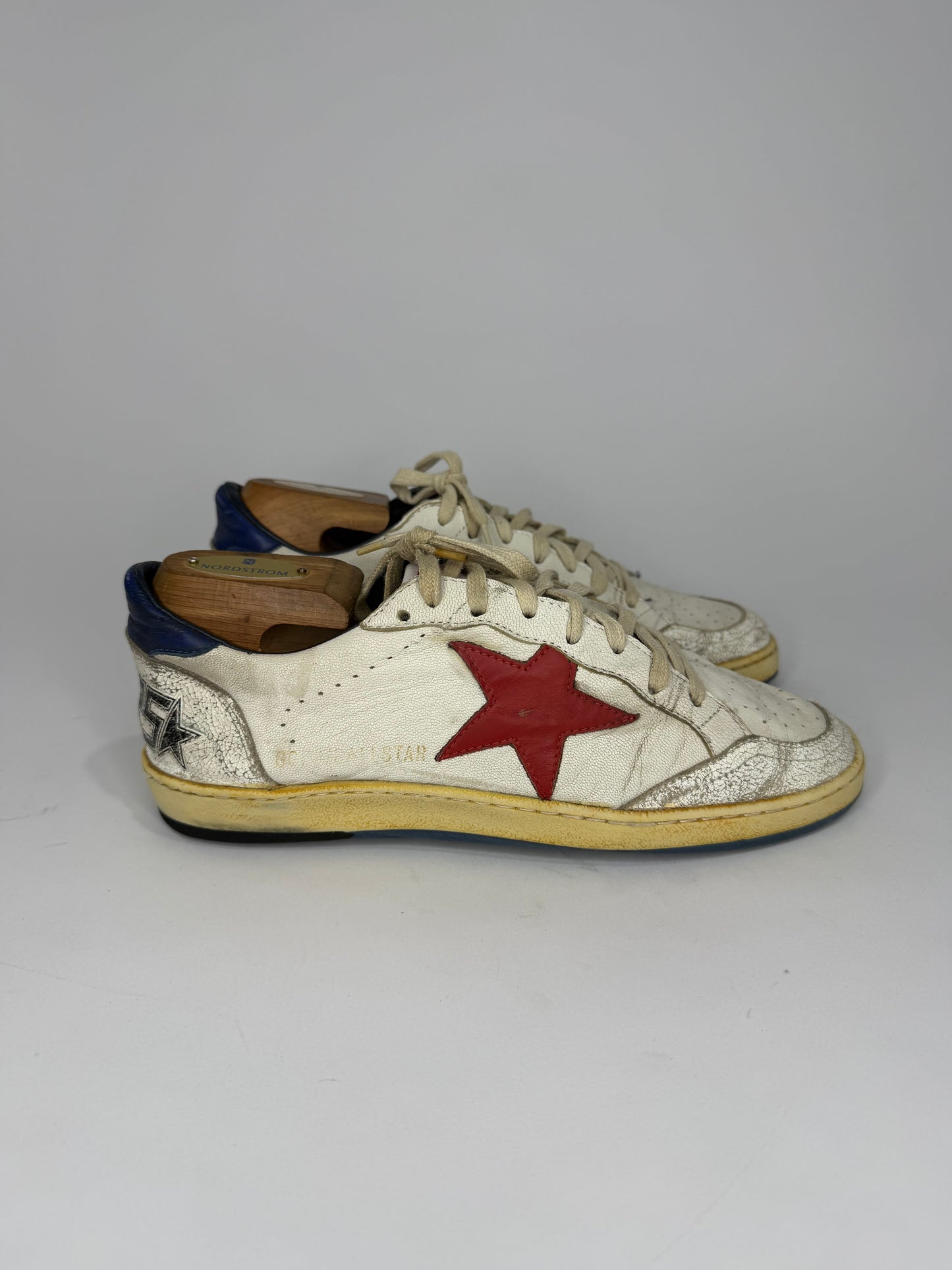 Golden Goose Ball Star Distressed Leather Sneakers White Size 40 EU/ 7 US/ 8 US