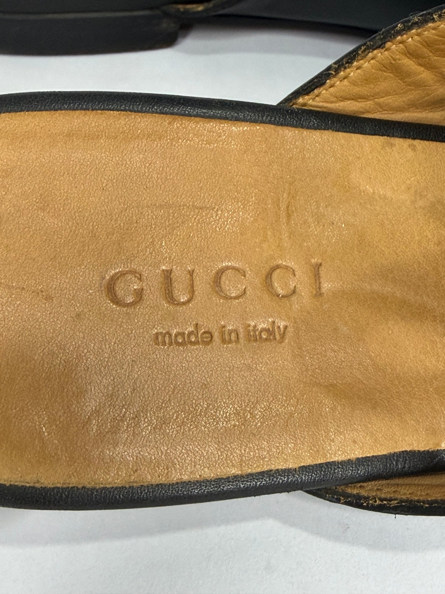 Gucci Black Leather Horsebit Mules Size 37 EU/ 7 US