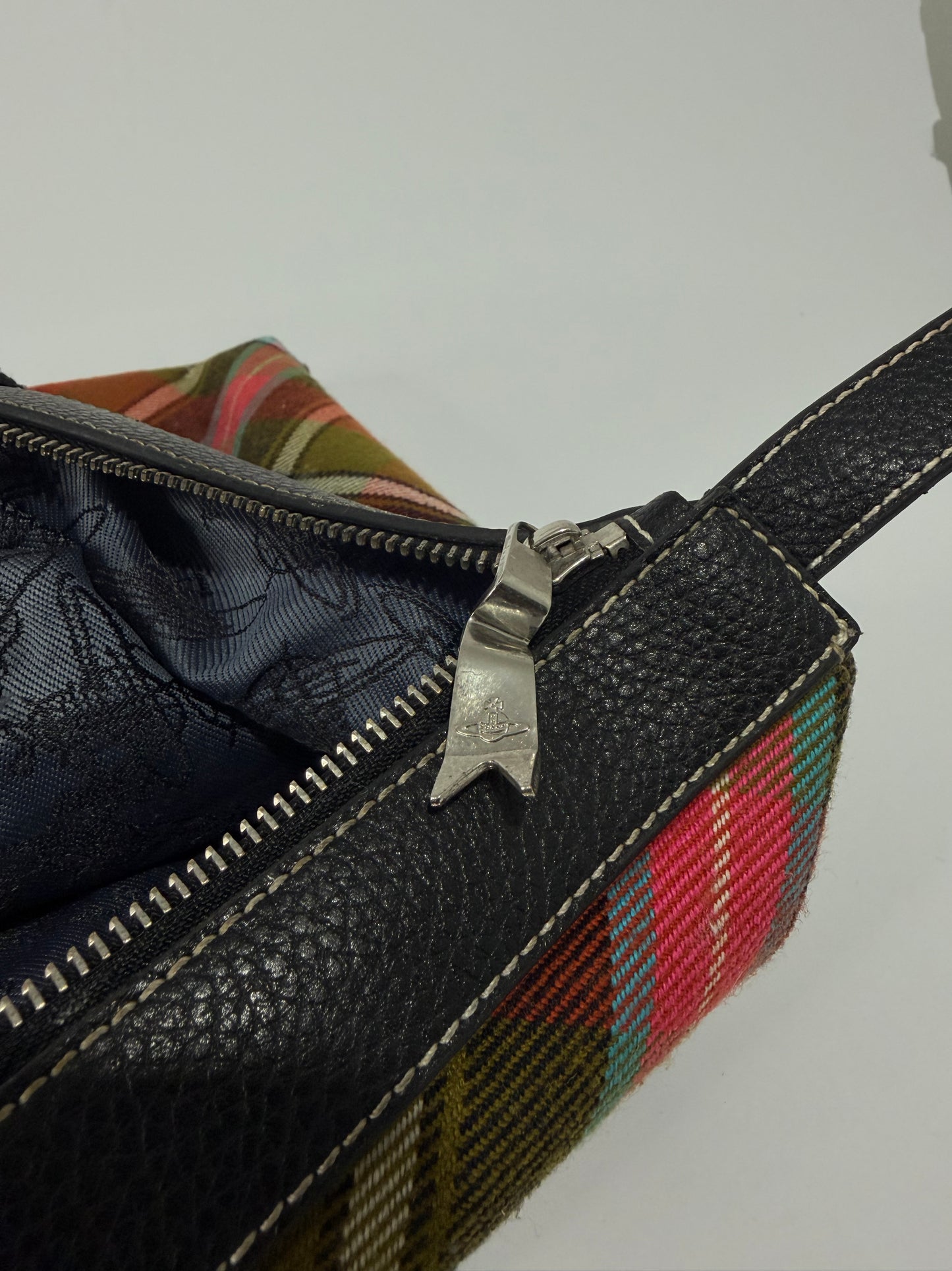 VIVIENNE WESTWOOD Multicolor Plaid Tote Bag.