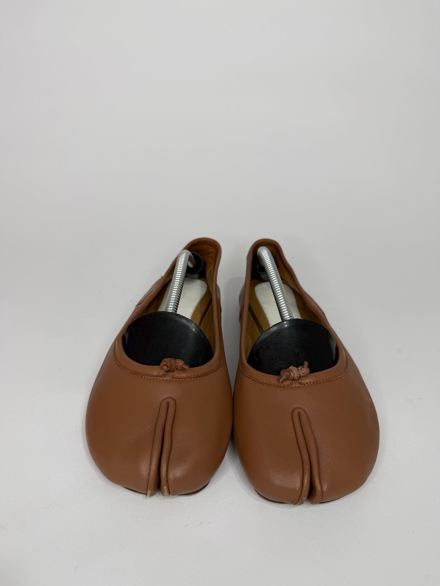 Maison Margiela Tabi Ballet Flats Brown Leather Split-Toe EU 38