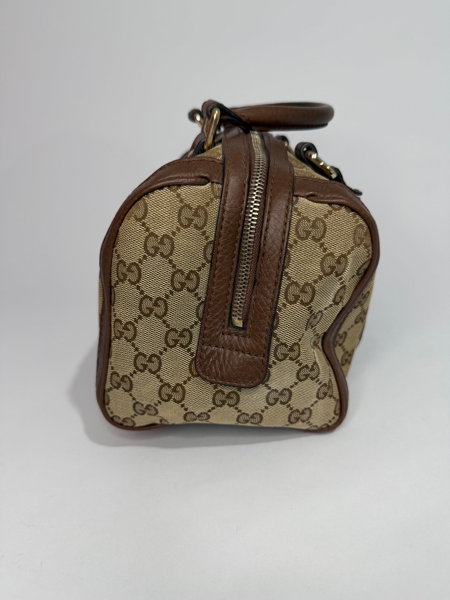 Gucci Monogram Vintage Web Small Boston Brown