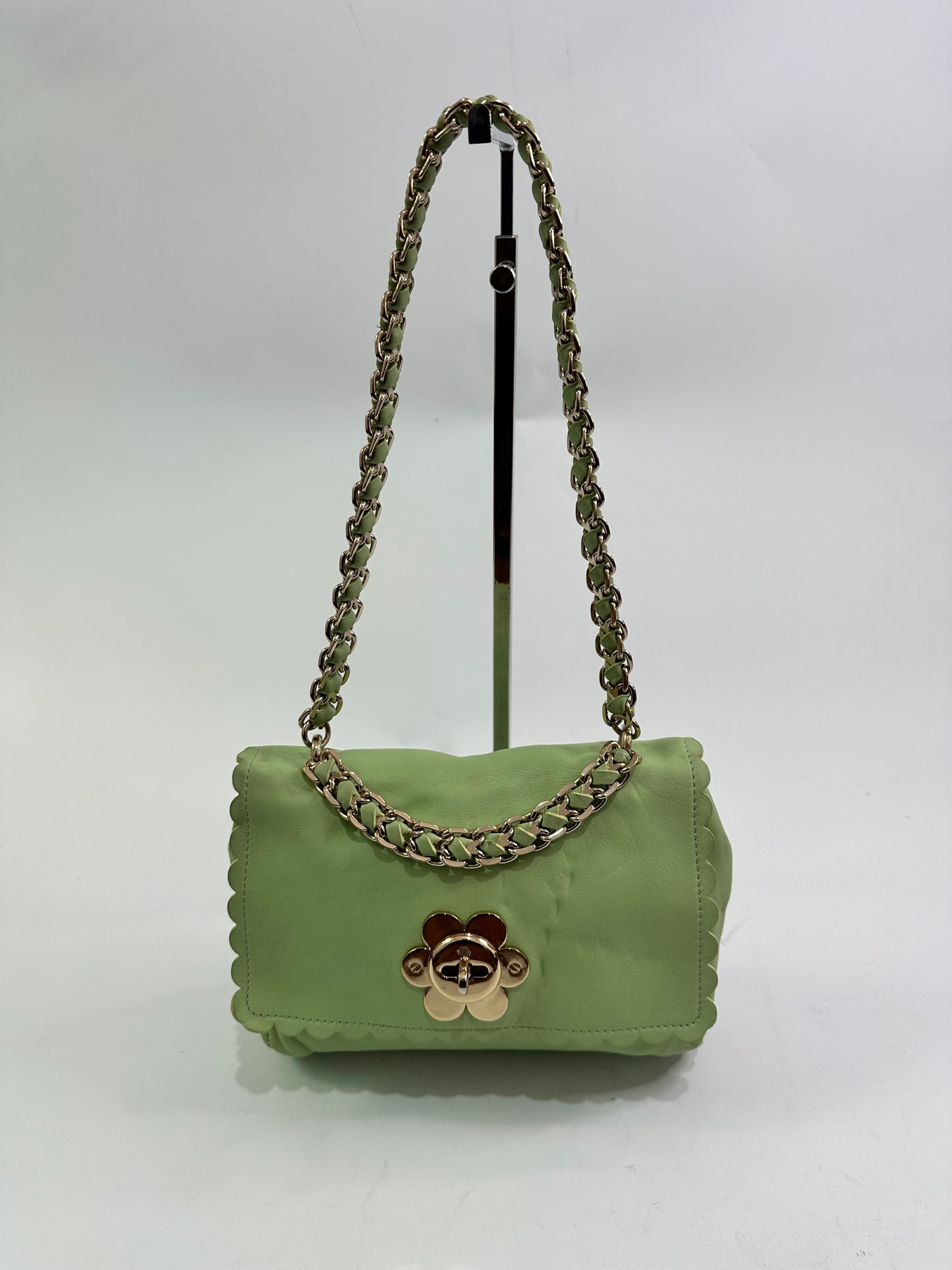 Mulberry Mint Green Leather Cecily Flower Shoulder Bag