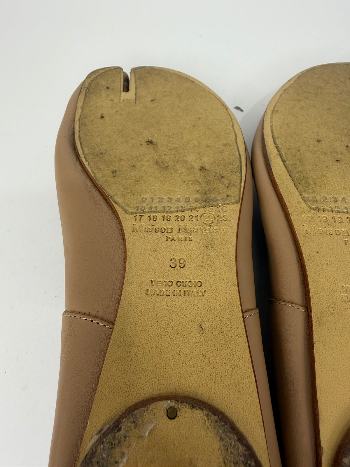 Maison Margiela Tabi Ballet Flats Brown Leather Split-Toe EU 39